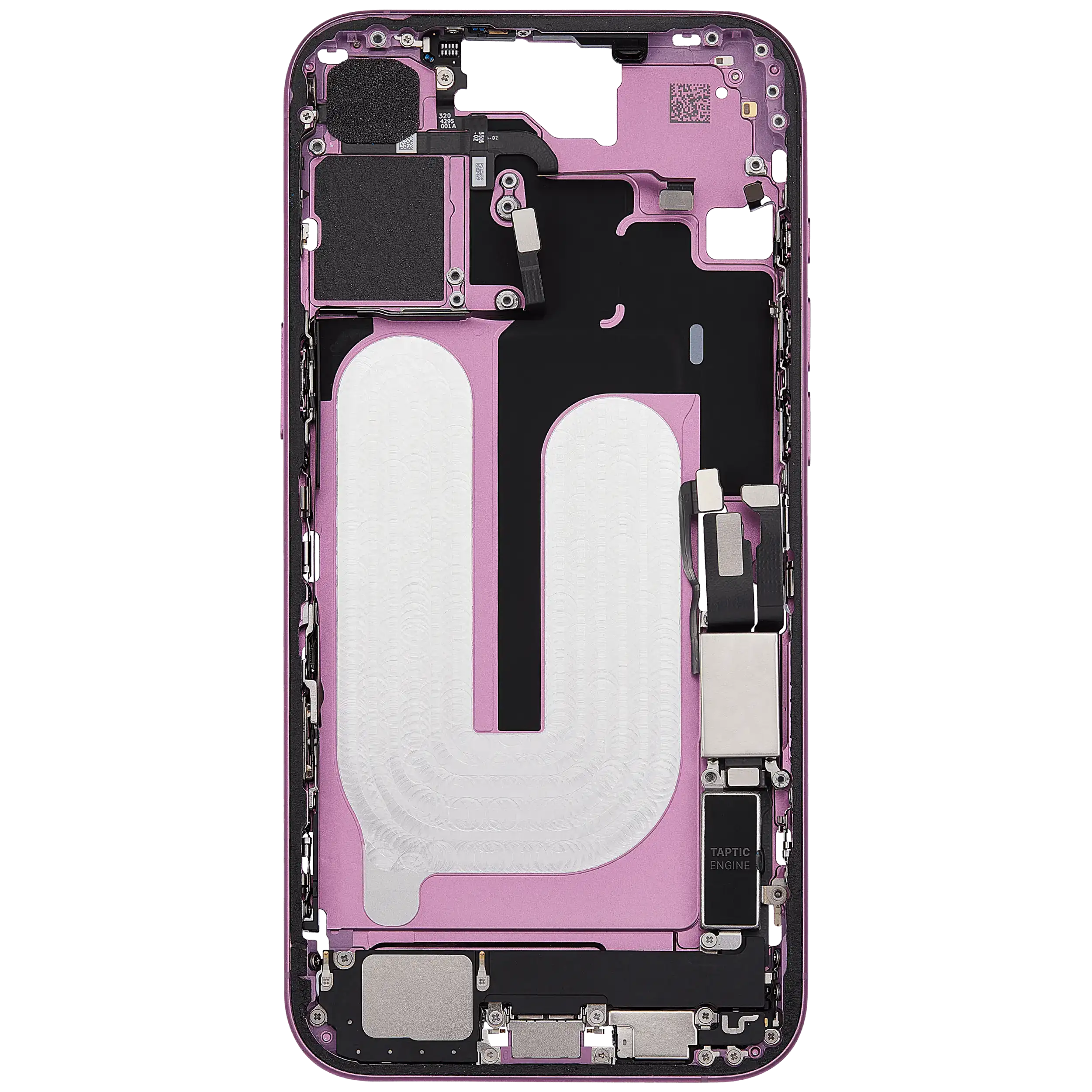 Mittelrahmen mit Ladebuchsen-Flex und Kleinteilen für iPhone 16 Plus (US-Version) (ausgebautes Originalteil: Grade A) (Pink (Rosa)) – Bild 4