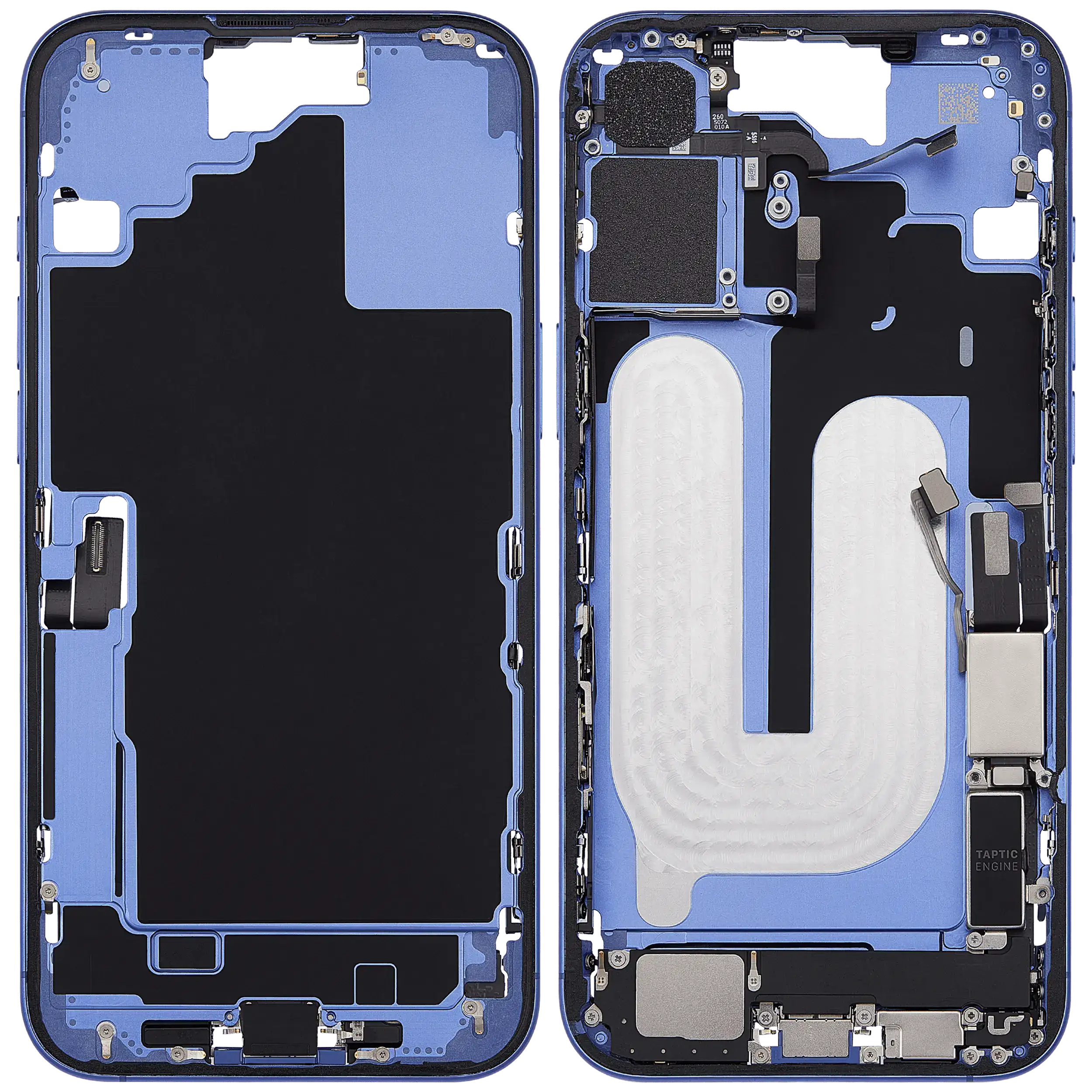 Mittelrahmen mit Ladebuchsen-Flex und Kleinteilen für iPhone 16 Plus (US-Version) (ausgebautes Originalteil: Grade A) (Ultramarine) – Bild 2