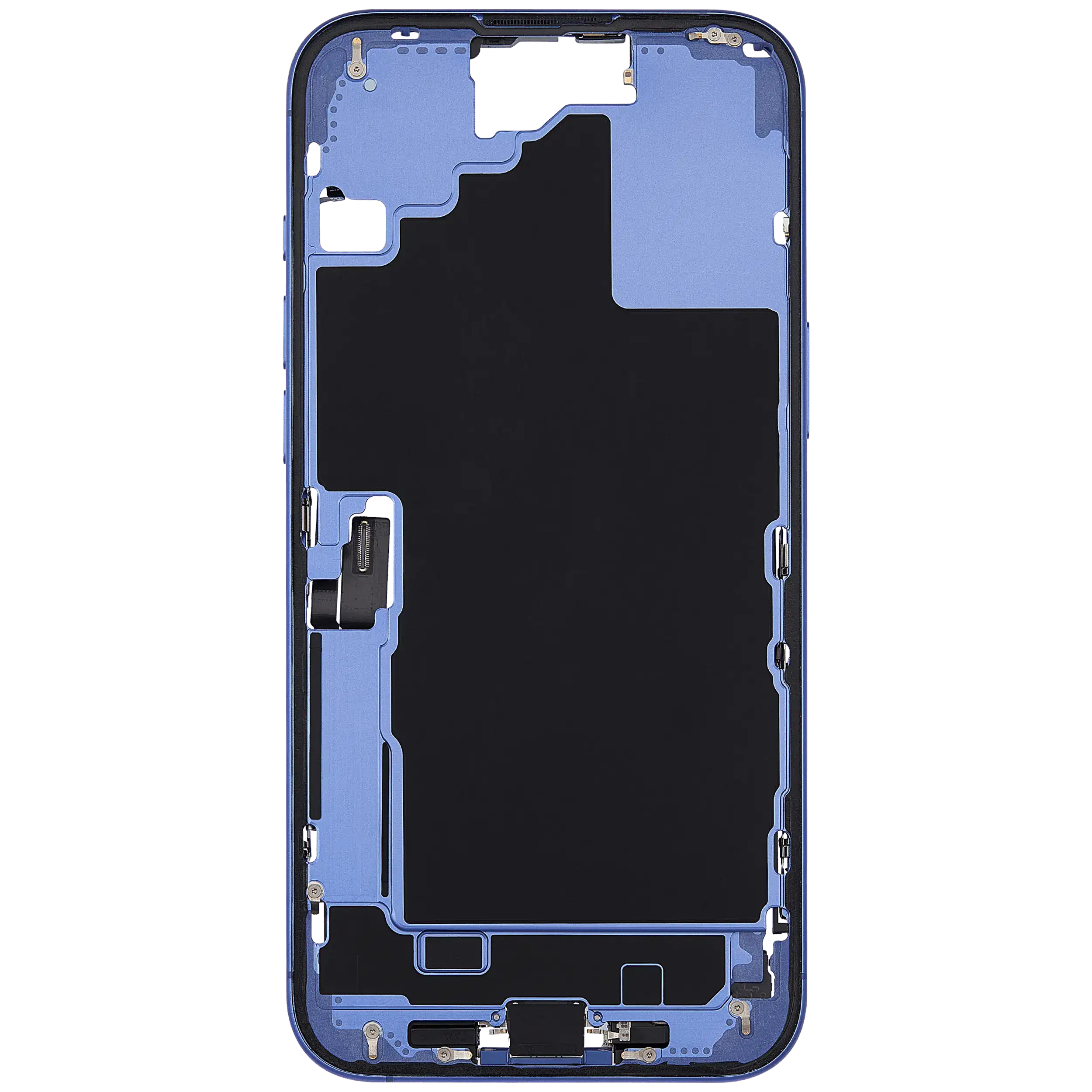 Mittelrahmen mit Ladebuchsen-Flex und Kleinteilen für iPhone 16 Plus (US-Version) (ausgebautes Originalteil: Grade A) (Ultramarine) – Bild 3
