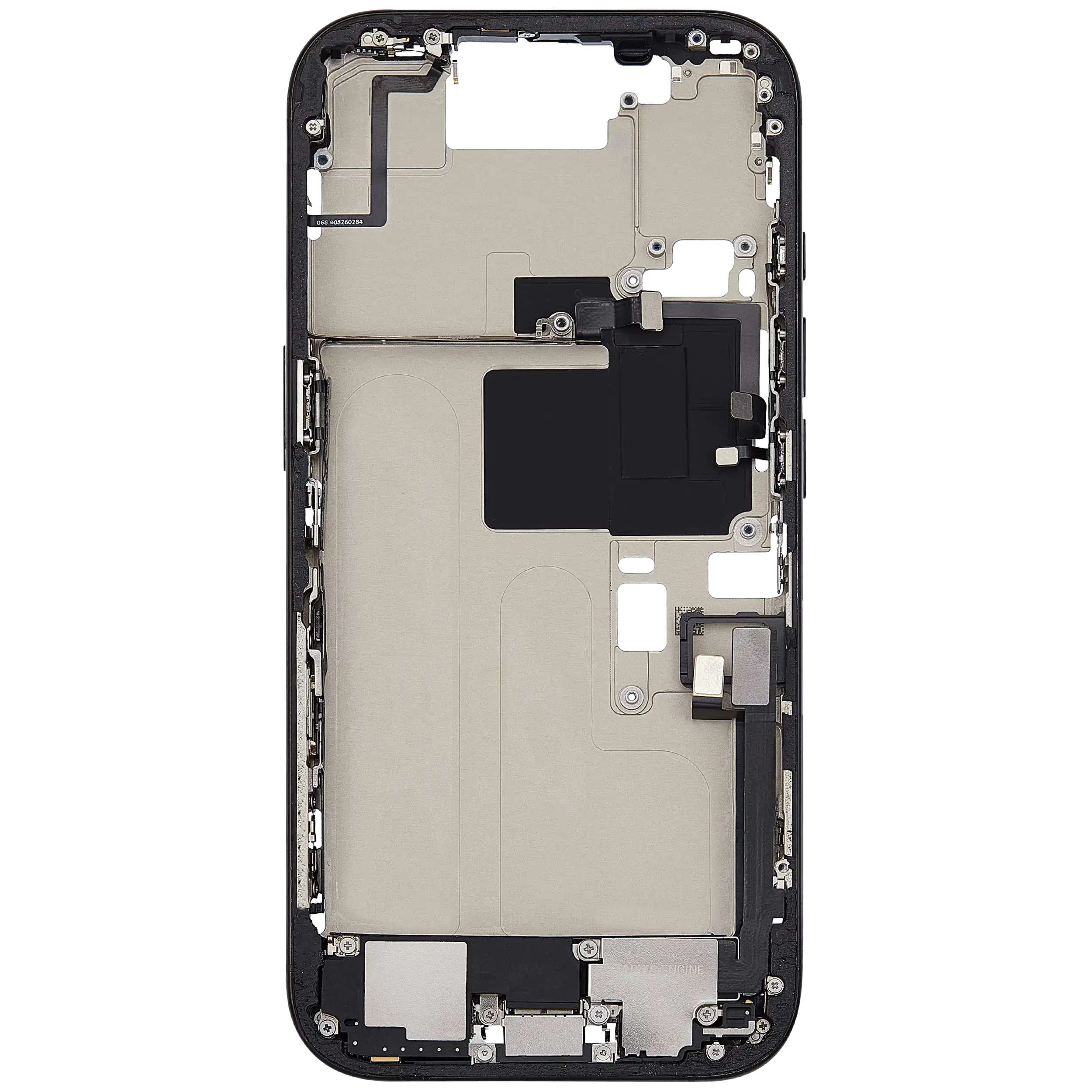 Mittelrahmen mit Ladebuchsen-Flex und Kleinteilen für iPhone 16 Pro (EU / globale Version) (ausgebautes Originalteil: Grade B) (Black Titanium) – Bild 4