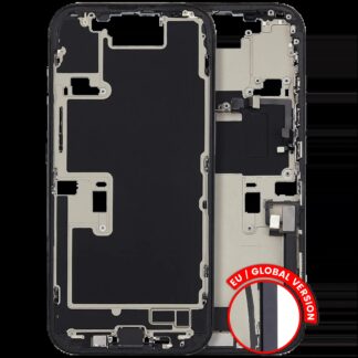 Mittelrahmen mit Ladebuchsen-Flex und Kleinteilen für iPhone 16 Pro (EU / globale Version) (ausgebautes Originalteil: Grade B) (Black Titanium)