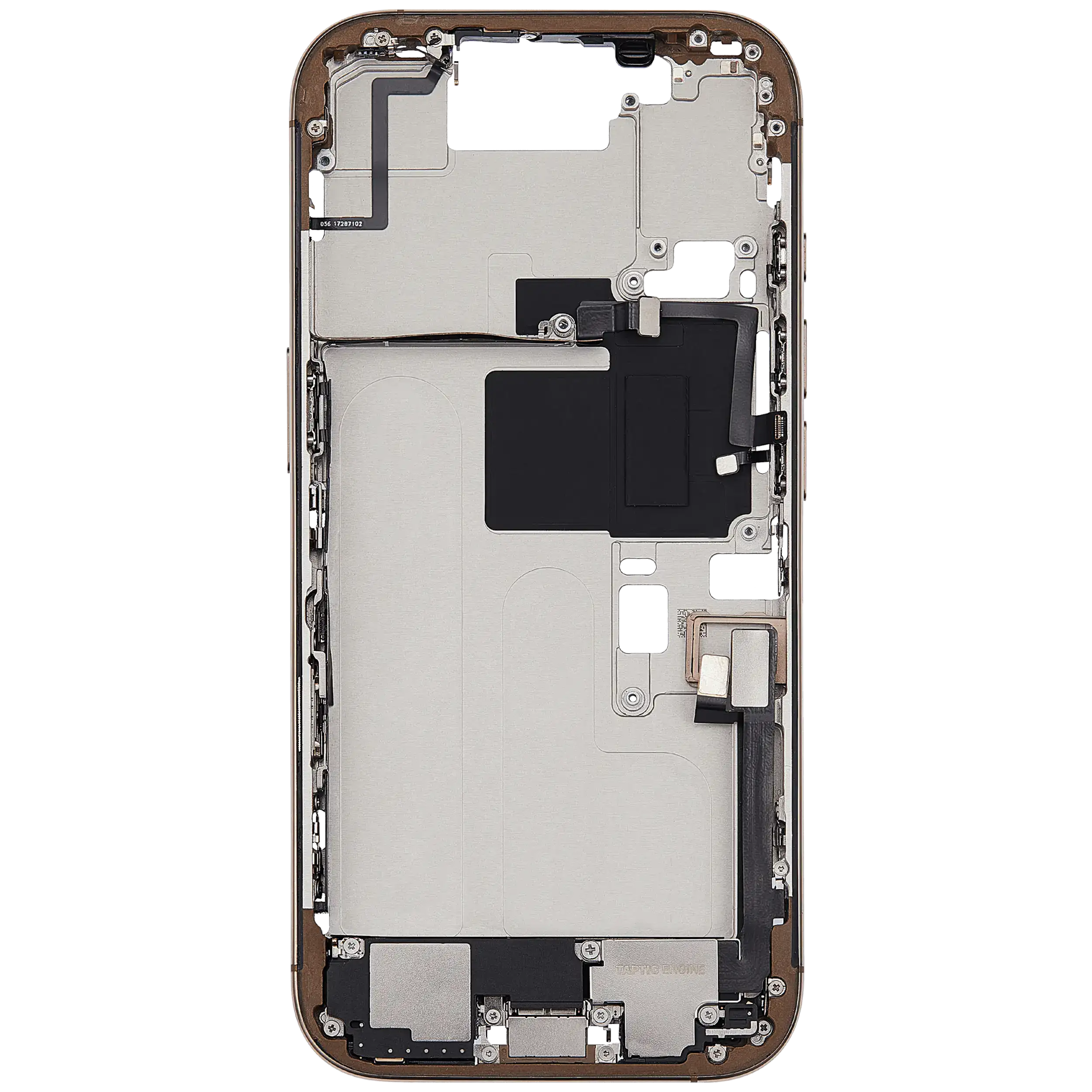 Mittelrahmen mit Ladebuchsen-Flex und Kleinteilen für iPhone 16 Pro (EU / globale Version) (ausgebautes Originalteil: Grade B) (Desert Titanium) – Bild 4