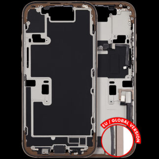 Mittelrahmen mit Ladebuchsen-Flex und Kleinteilen für iPhone 16 Pro (EU / globale Version) (ausgebautes Originalteil: Grade B) (Desert Titanium)