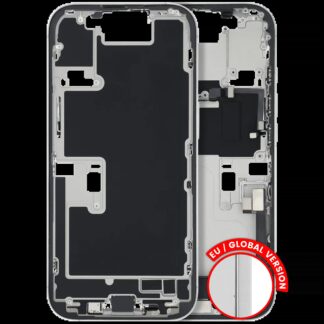 Mittelrahmen mit Ladebuchsen-Flex und Kleinteilen für iPhone 16 Pro (EU / globale Version) (ausgebautes Originalteil: Grade B) (White Titanium)