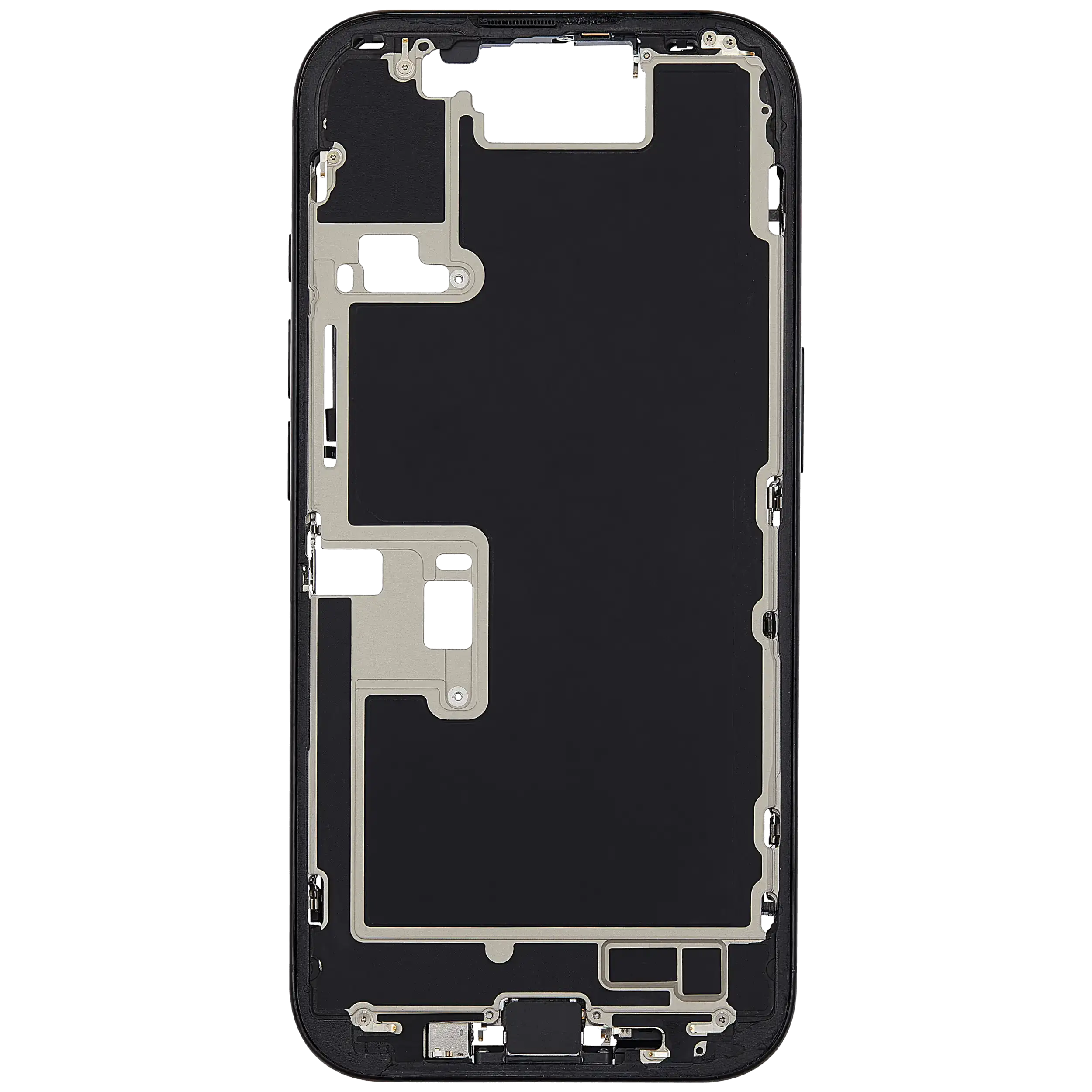 Mittelrahmen mit Ladebuchsen-Flex und Kleinteilen für iPhone 16 Pro (EU / globale Version) (ausgebautes Originalteil: Grade C) (Black Titanium) – Bild 3