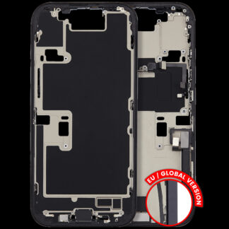 Mittelrahmen mit Ladebuchsen-Flex und Kleinteilen für iPhone 16 Pro (EU / globale Version) (ausgebautes Originalteil: Grade C) (Black Titanium)