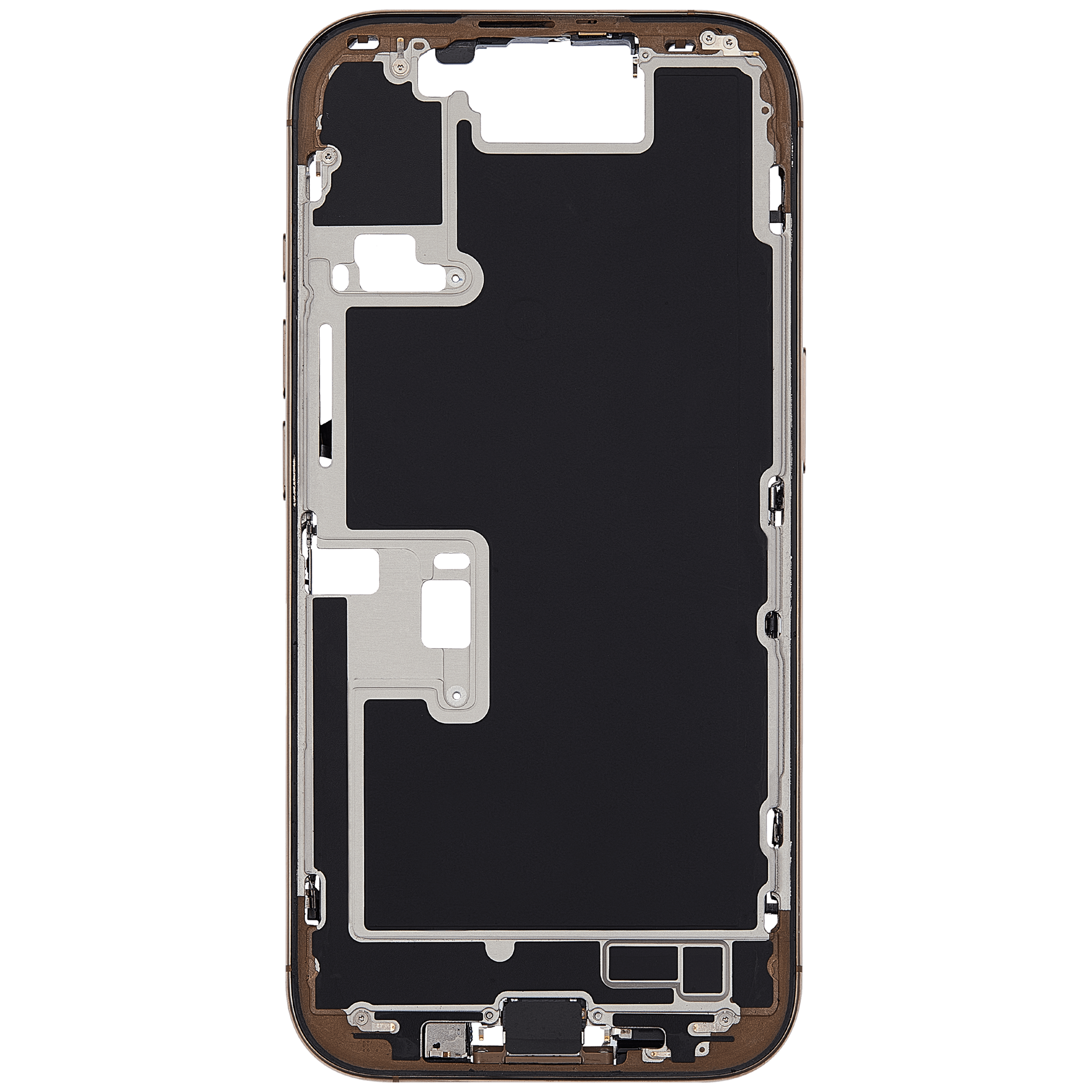 Mittelrahmen mit Ladebuchsen-Flex und Kleinteilen für iPhone 16 Pro (EU / globale Version) (ausgebautes Originalteil: Grade C) (Desert Titanium) – Bild 3