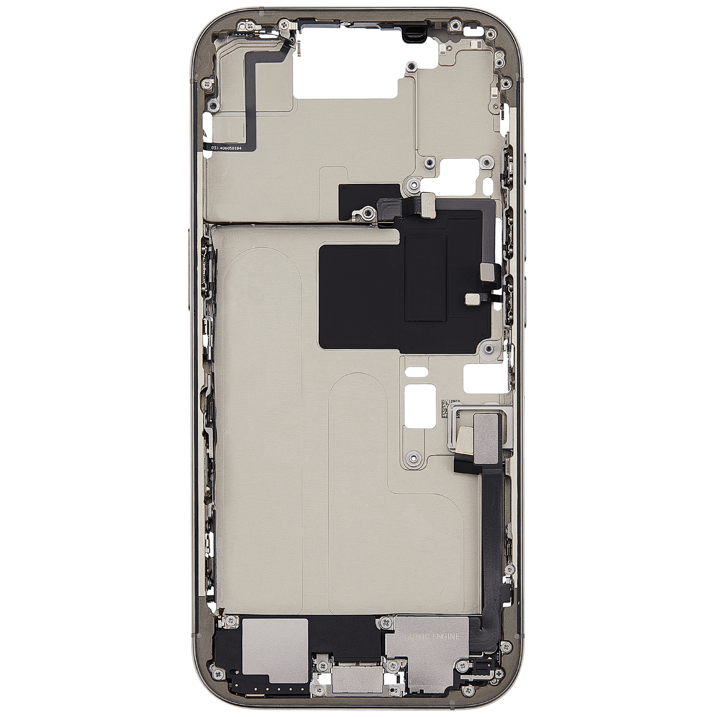 Mittelrahmen mit Ladebuchsen-Flex und Kleinteilen für iPhone 16 Pro (EU / globale Version) (ausgebautes Originalteil: Grade C) (Natural Titanium) – Bild 4