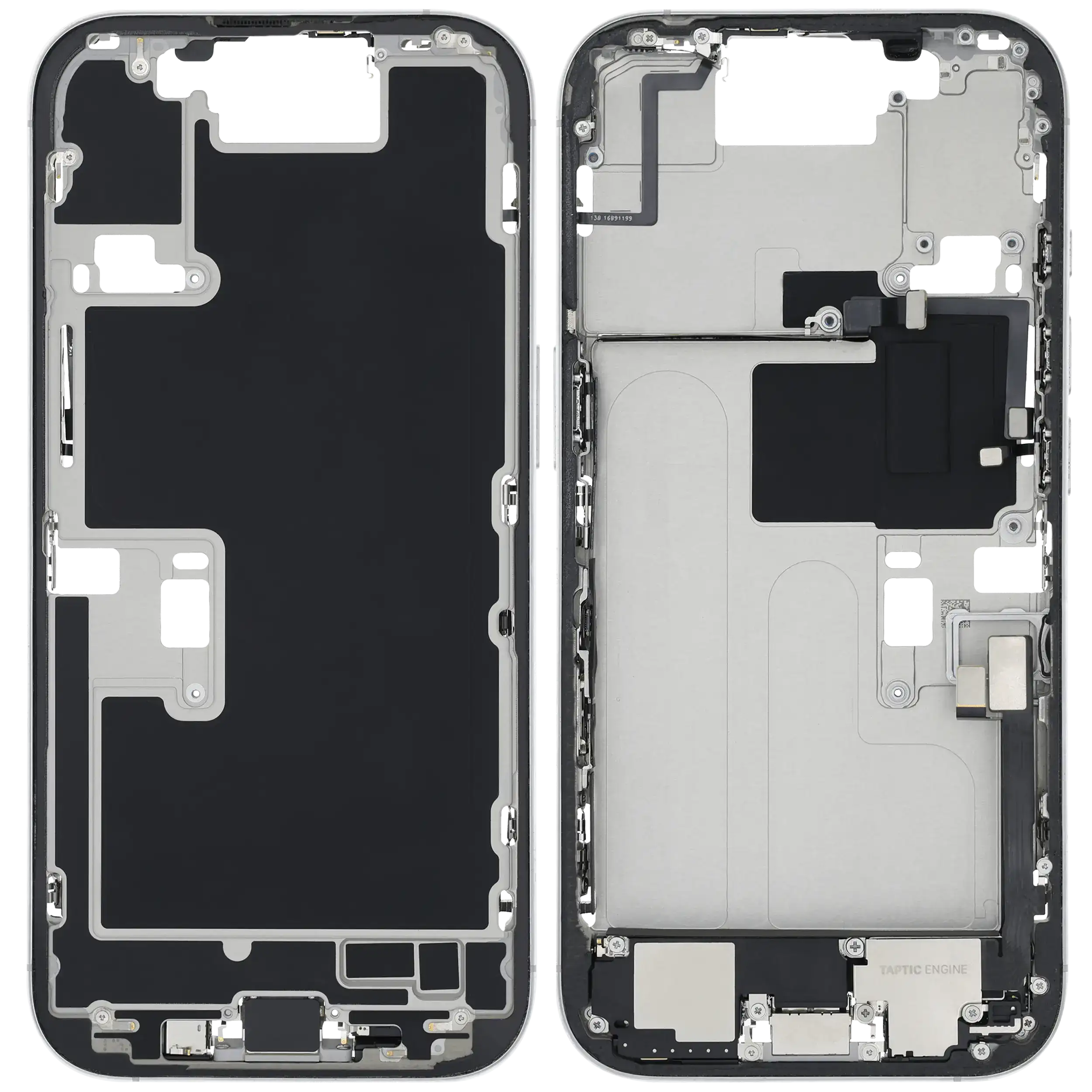 Mittelrahmen mit Ladebuchsen-Flex und Kleinteilen für iPhone 16 Pro (EU / globale Version) (ausgebautes Originalteil: Grade C) (White Titanium) – Bild 2