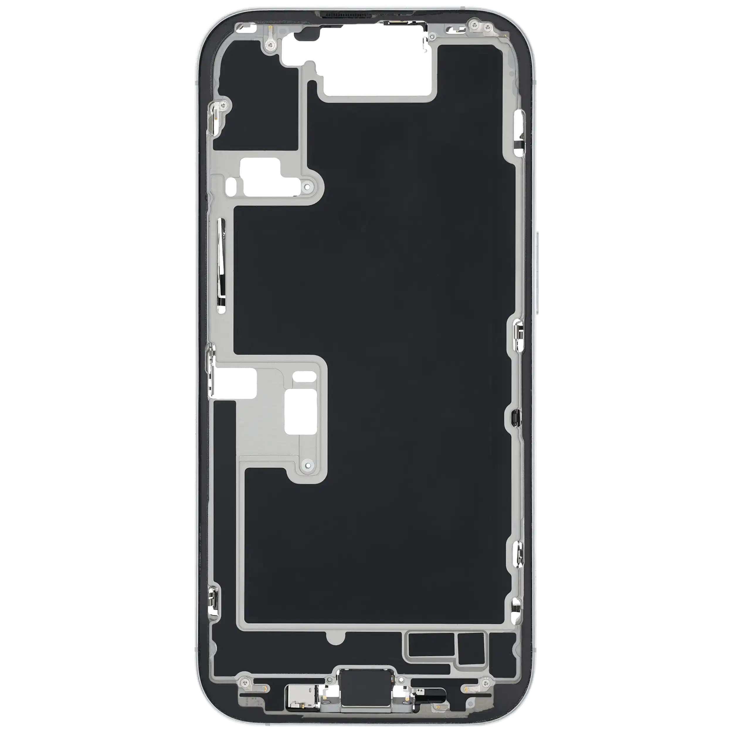 Mittelrahmen mit Ladebuchsen-Flex und Kleinteilen für iPhone 16 Pro (EU / globale Version) (ausgebautes Originalteil: Grade C) (White Titanium) – Bild 3