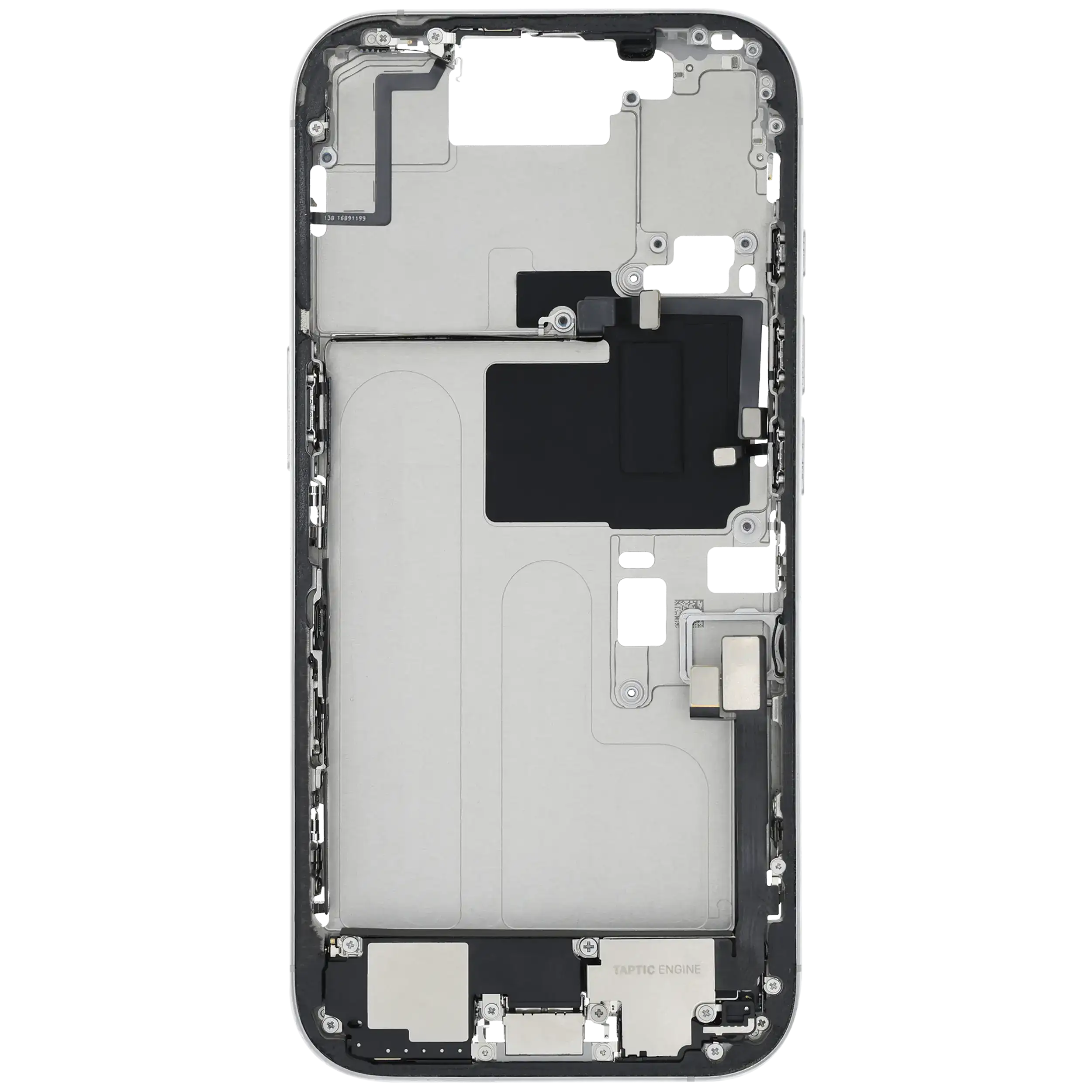 Mittelrahmen mit Ladebuchsen-Flex und Kleinteilen für iPhone 16 Pro (EU / globale Version) (ausgebautes Originalteil: Grade C) (White Titanium) – Bild 4