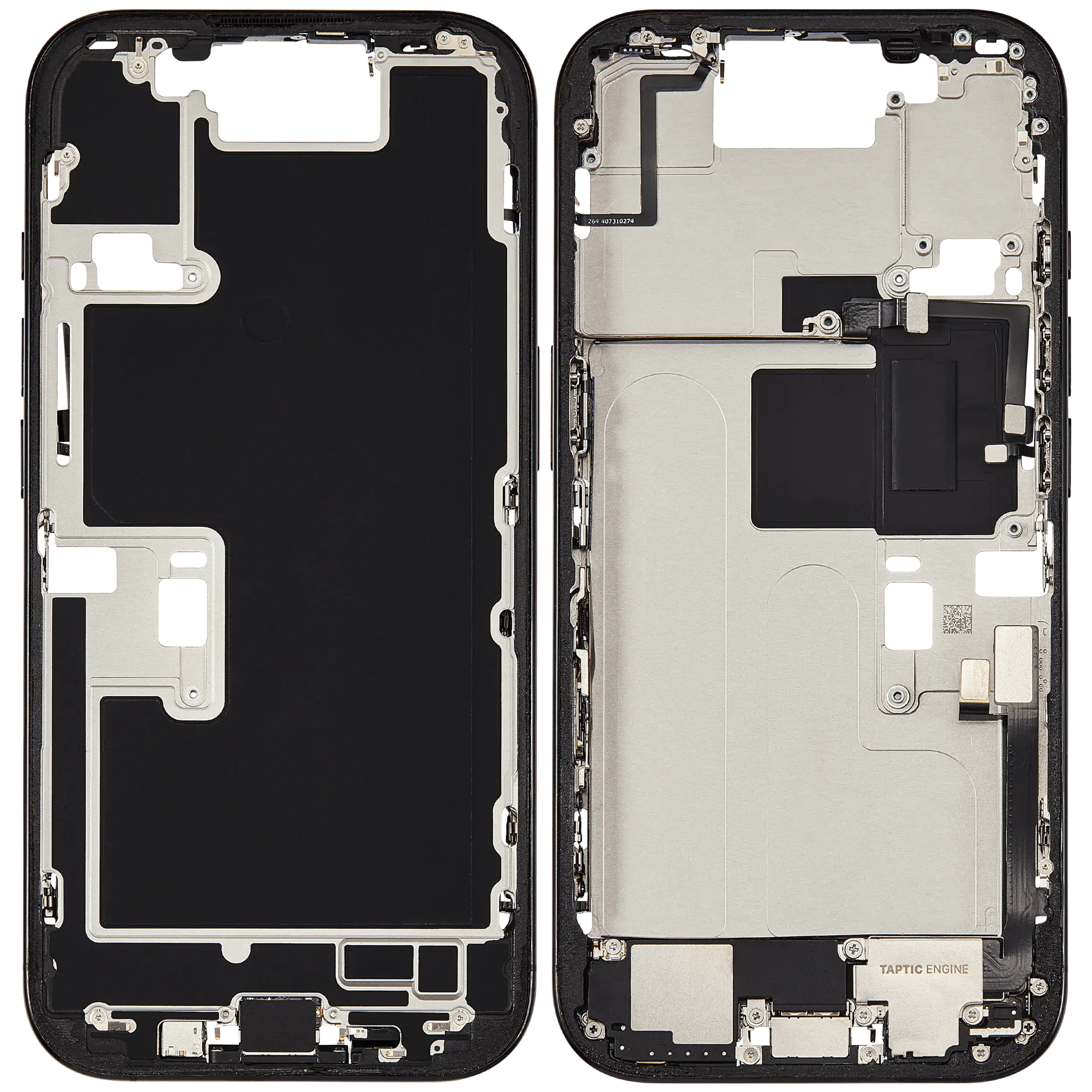 Mittelrahmen mit Ladebuchsen-Flex und Kleinteilen für iPhone 16 Pro (US-Version) (ausgebautes Originalteil: Grade A) (Black Titanium) – Bild 2