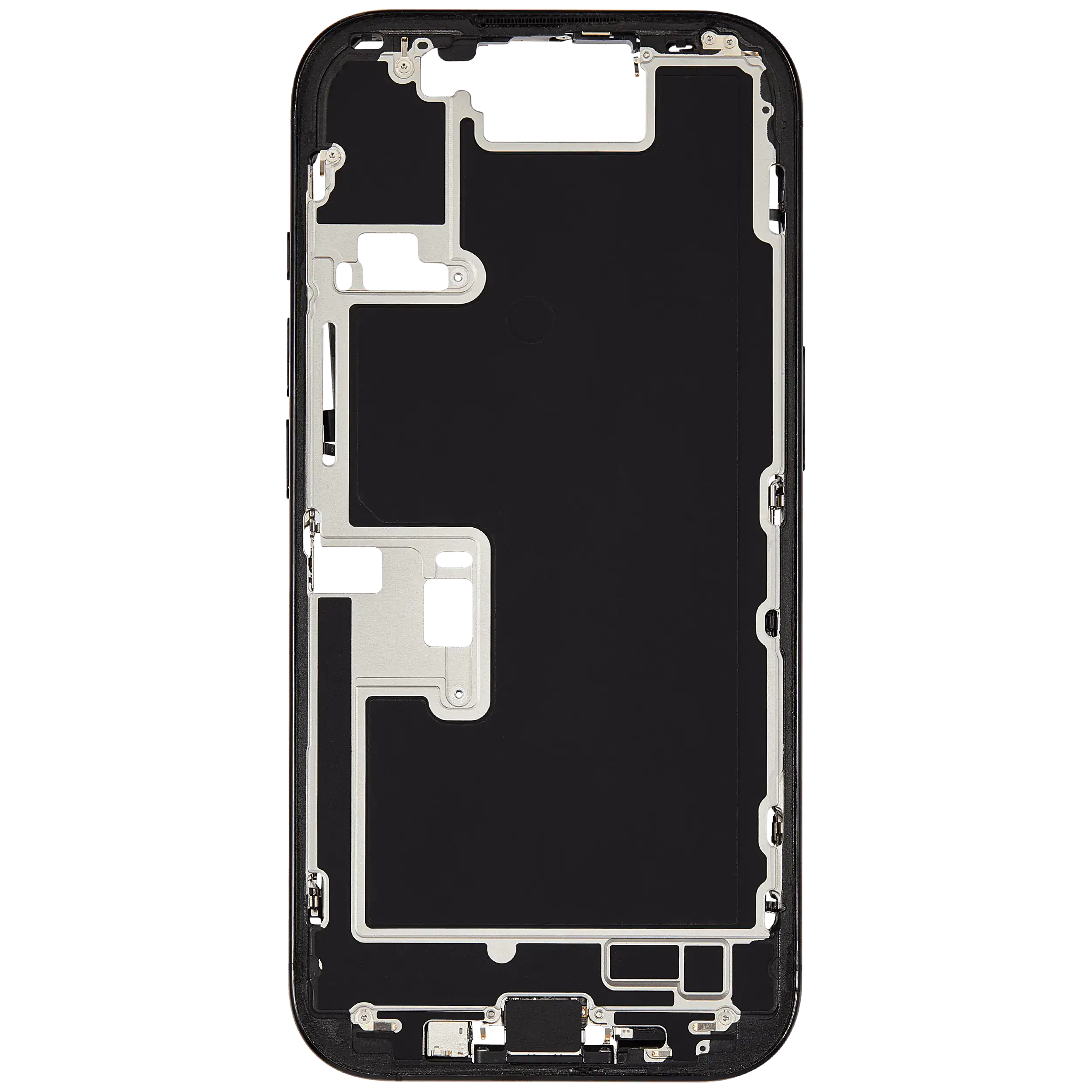Mittelrahmen mit Ladebuchsen-Flex und Kleinteilen für iPhone 16 Pro (US-Version) (ausgebautes Originalteil: Grade A) (Black Titanium) – Bild 3