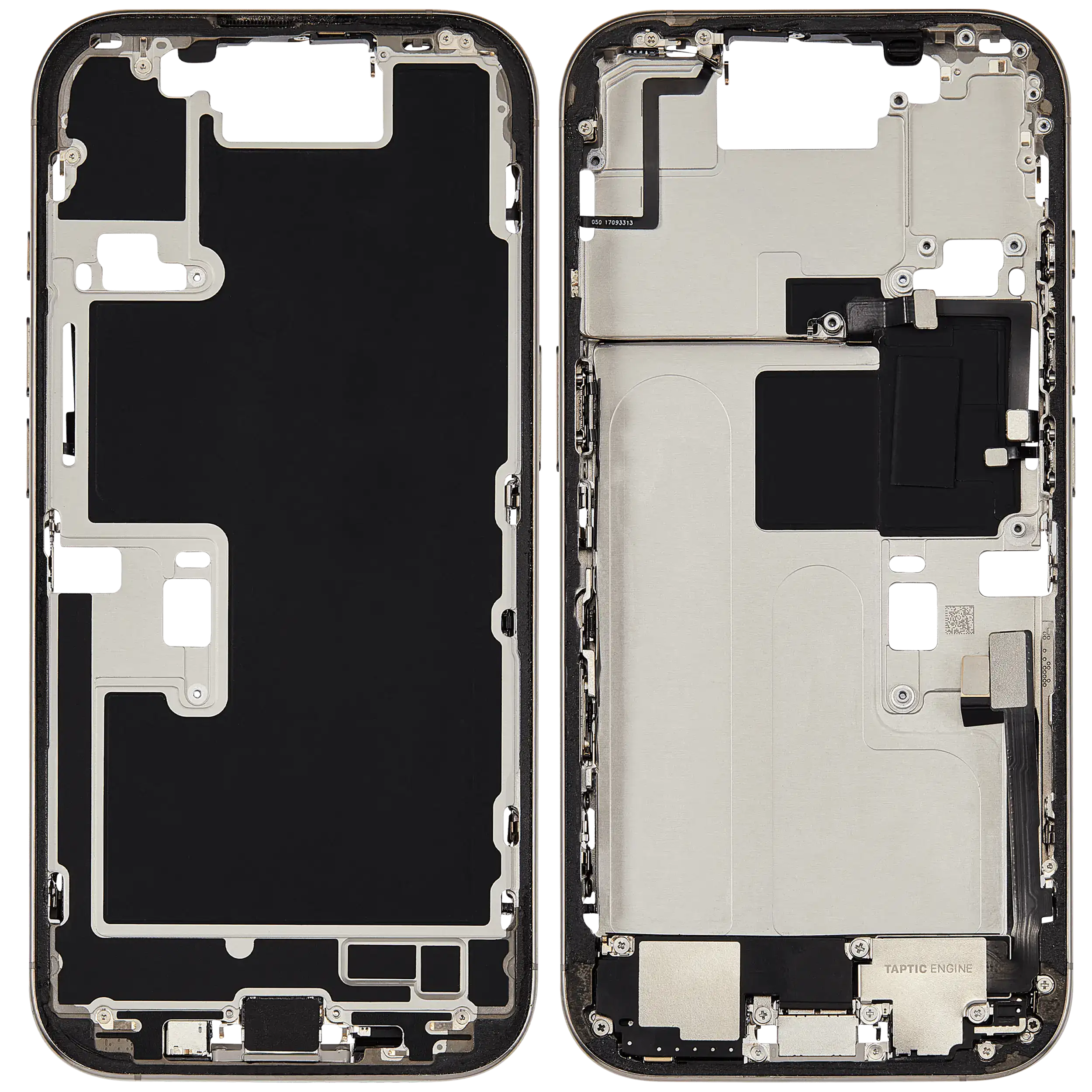 Mittelrahmen mit Ladebuchsen-Flex und Kleinteilen für iPhone 16 Pro (US-Version) (ausgebautes Originalteil: Grade A) (Natural Titanium) – Bild 2