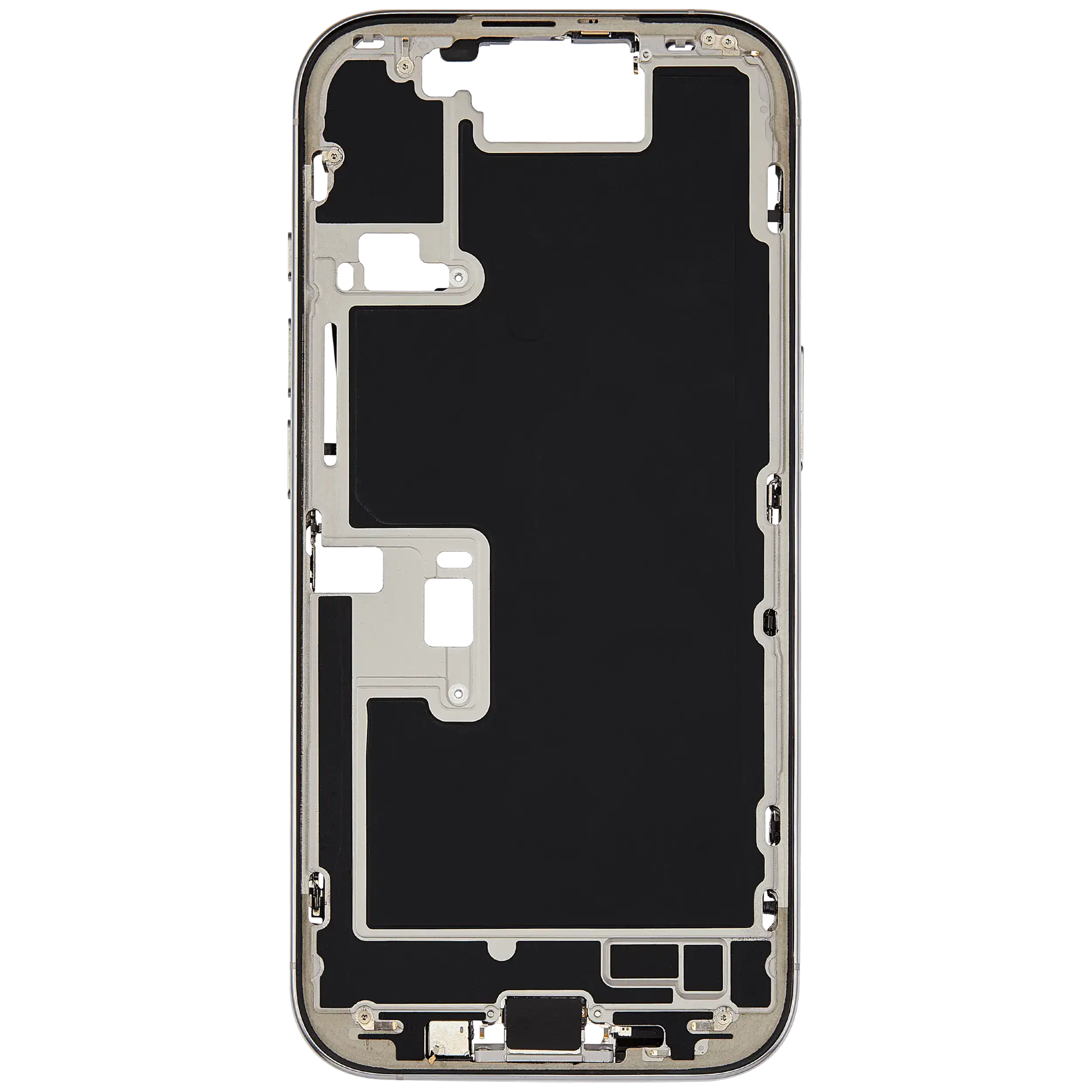 Mittelrahmen mit Ladebuchsen-Flex und Kleinteilen für iPhone 16 Pro (US-Version) (ausgebautes Originalteil: Grade A) (White Titanium) – Bild 3