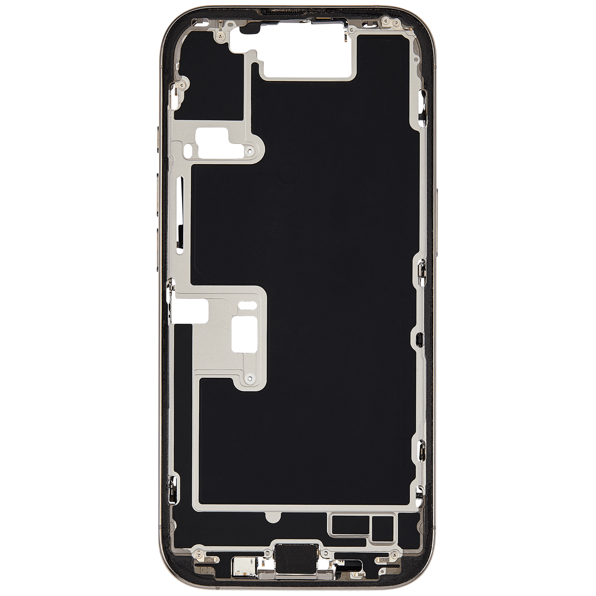 Mittelrahmen mit Ladebuchsen-Flex und Kleinteilen für iPhone 16 Pro (US-Version) (ausgebautes Originalteil: Grade B) (Natural Titanium) – Bild 3