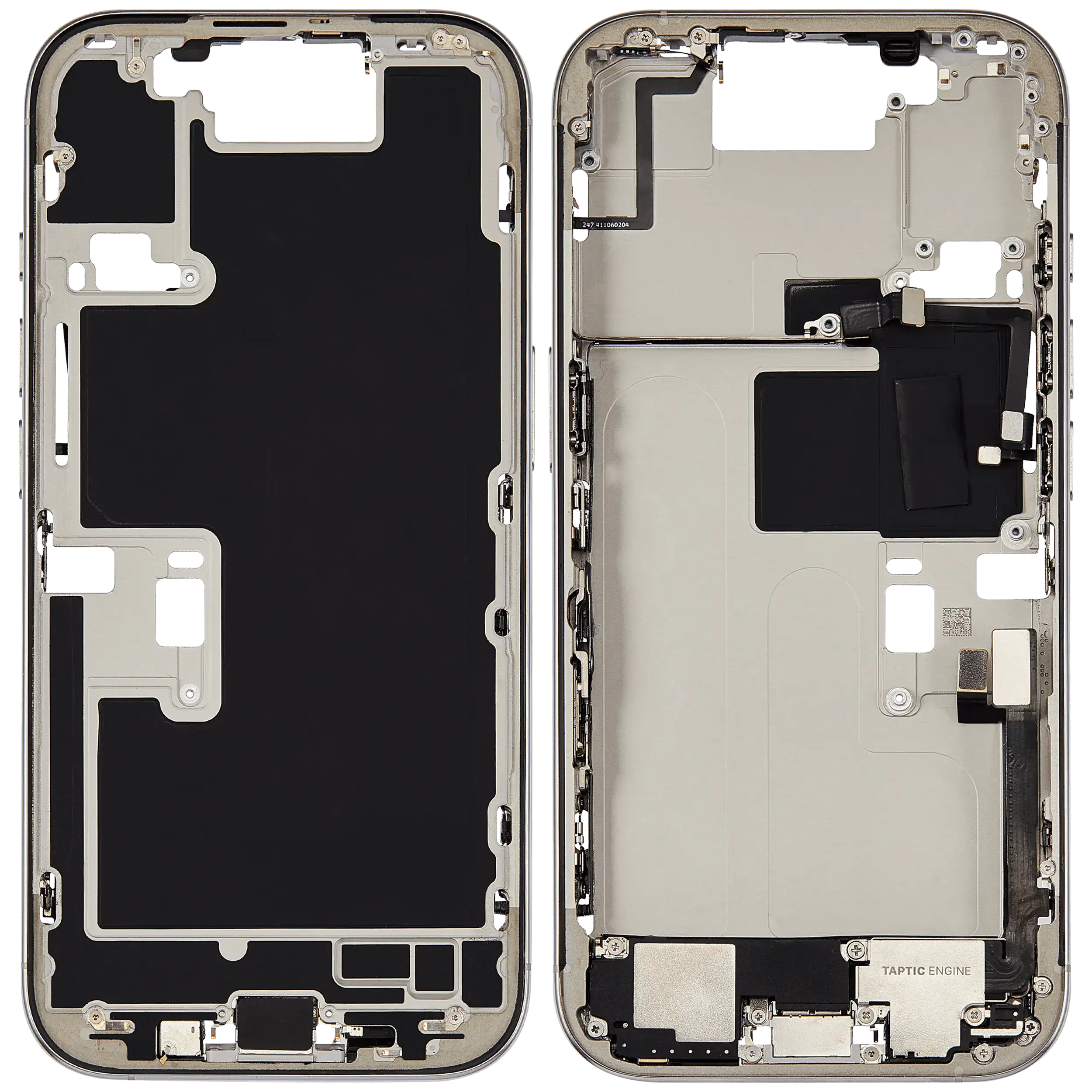 Mittelrahmen mit Ladebuchsen-Flex und Kleinteilen für iPhone 16 Pro (US-Version) (ausgebautes Originalteil: Grade B) (White Titanium) – Bild 2