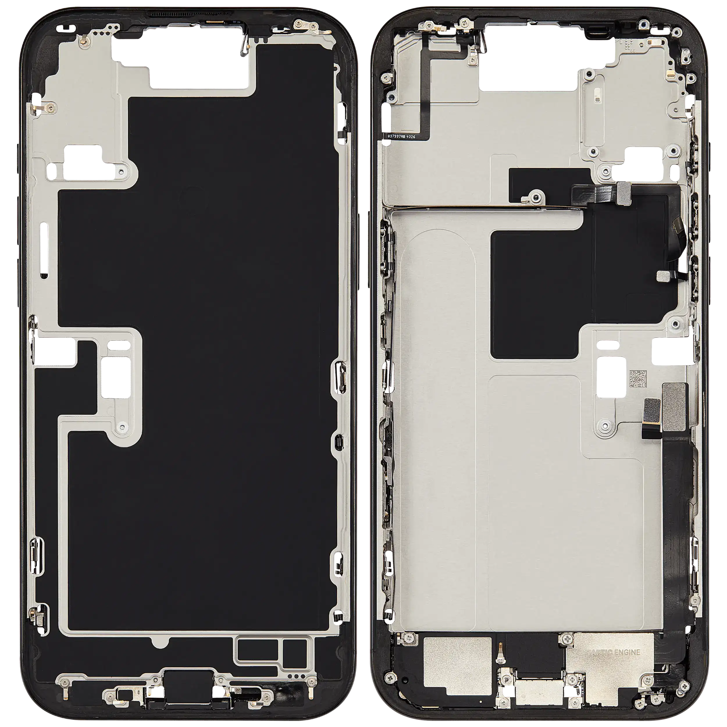 Mittelrahmen mit Ladebuchsen-Flex und Kleinteilen für iPhone 16 Pro Max (EU / globale Version) (ausgebautes Originalteil: Grade A) (Black Titanium) – Bild 2