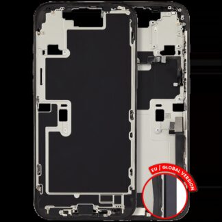 Mittelrahmen mit Ladebuchsen-Flex und Kleinteilen für iPhone 16 Pro Max (EU / globale Version) (ausgebautes Originalteil: Grade A) (Black Titanium)