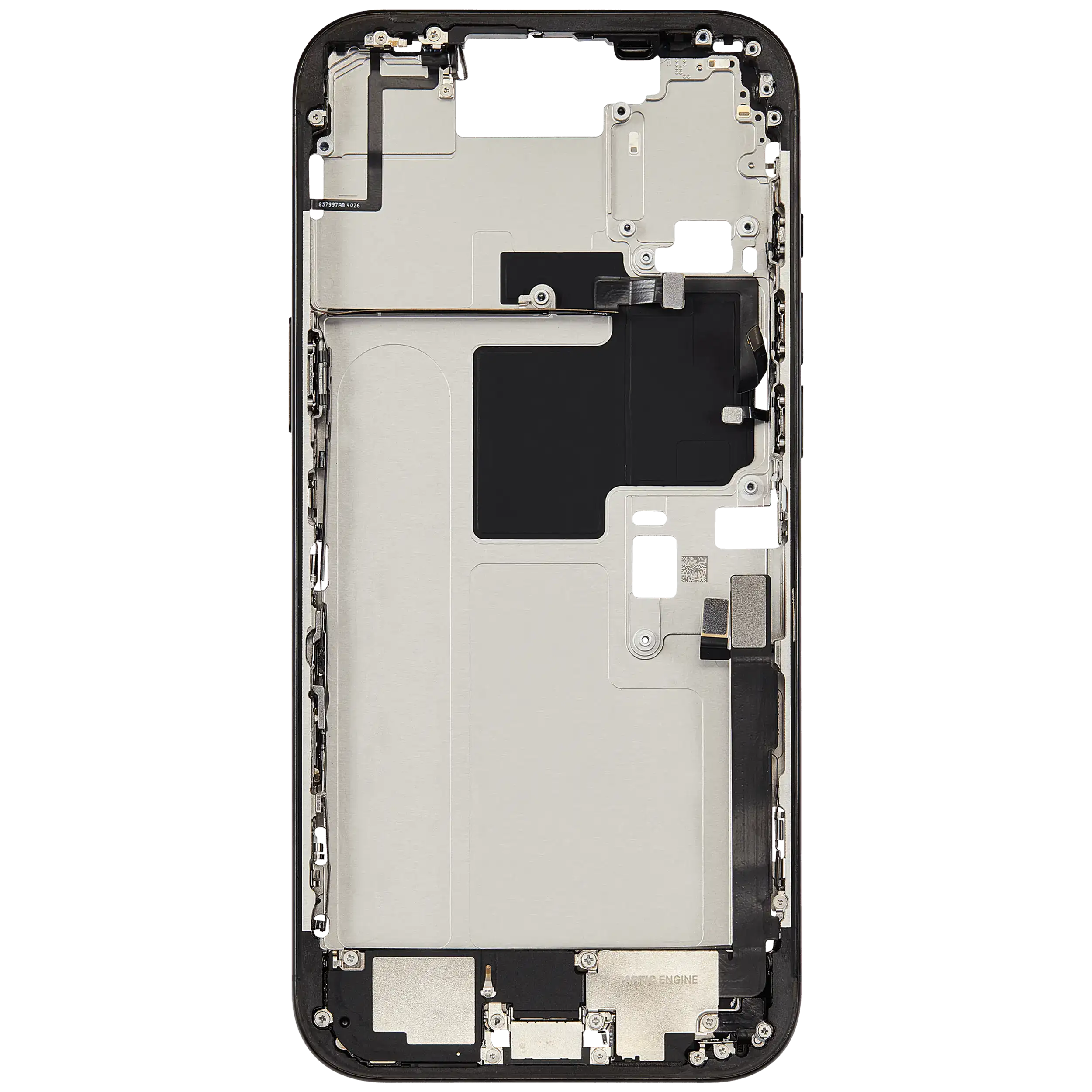 Mittelrahmen mit Ladebuchsen-Flex und Kleinteilen für iPhone 16 Pro Max (EU / globale Version) (ausgebautes Originalteil: Grade B) (Black Titanium) – Bild 4