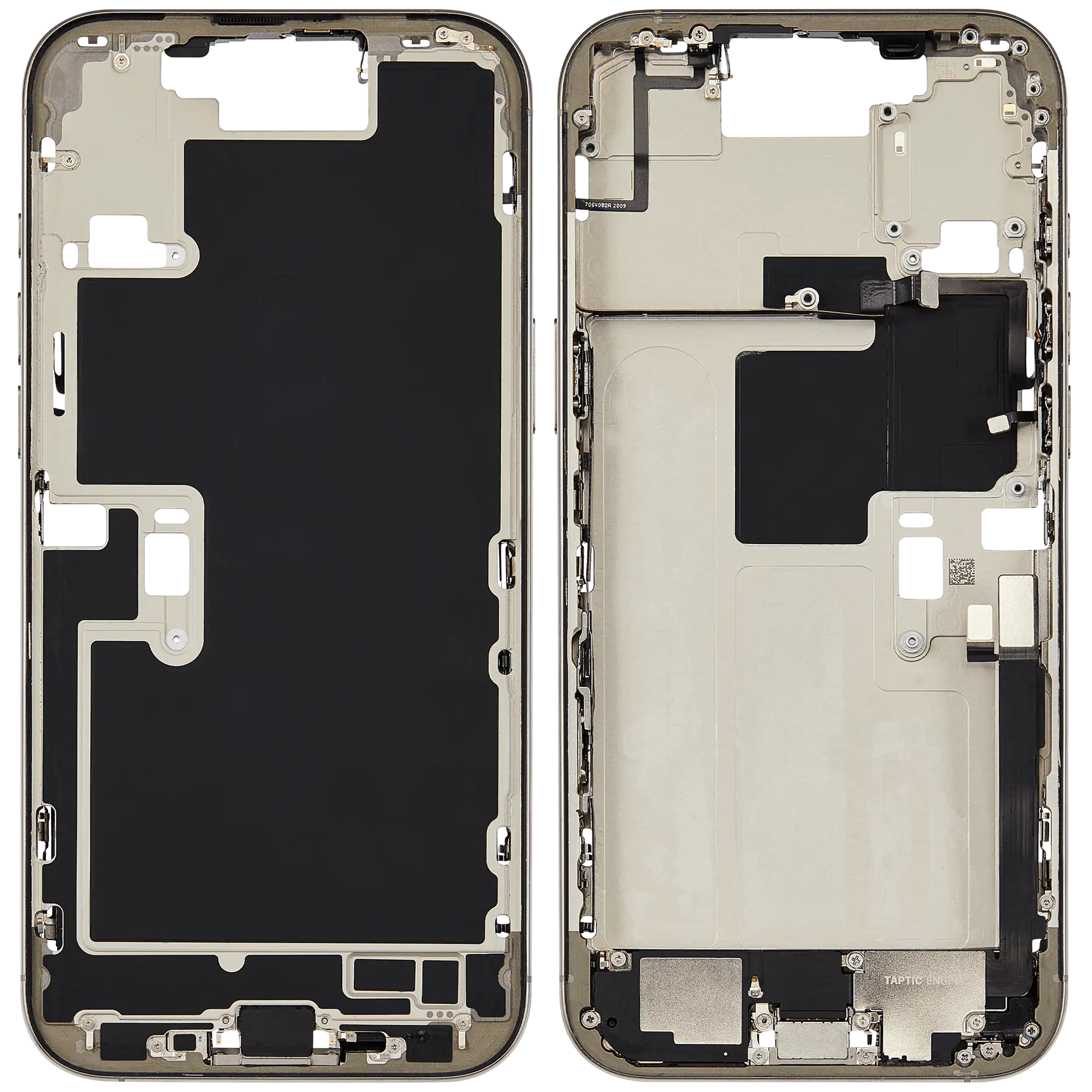 Mittelrahmen mit Ladebuchsen-Flex und Kleinteilen für iPhone 16 Pro Max (EU / globale Version) (ausgebautes Originalteil: Grade B) (Natural Titanium) – Bild 2