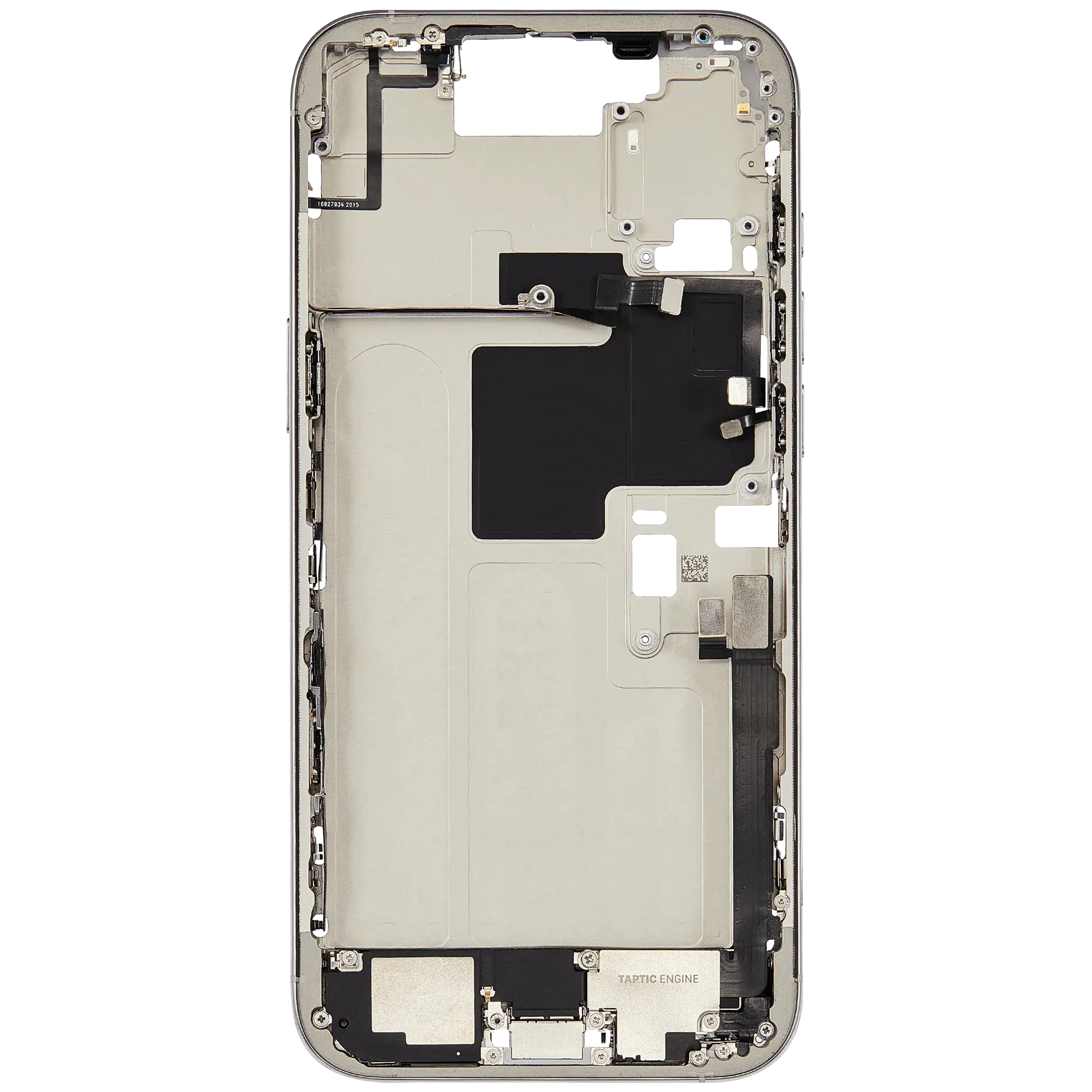 Mittelrahmen mit Ladebuchsen-Flex und Kleinteilen für iPhone 16 Pro Max (EU / globale Version) (ausgebautes Originalteil: Grade B) (White Titanium) – Bild 4