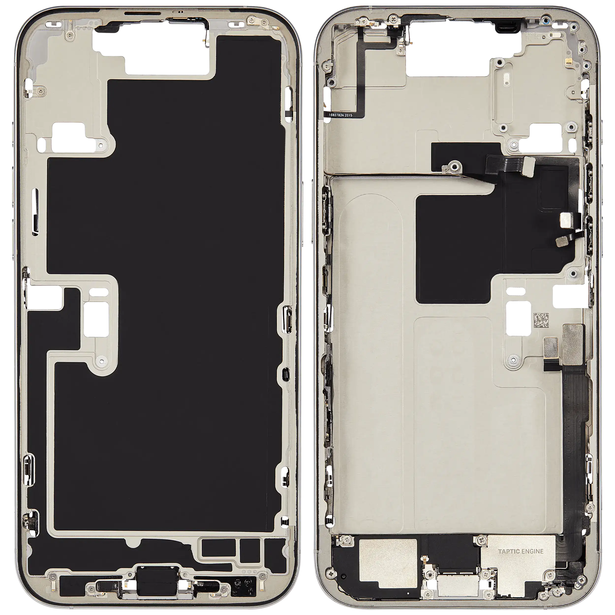 Mittelrahmen mit Ladebuchsen-Flex und Kleinteilen für iPhone 16 Pro Max (EU / globale Version) (ausgebautes Originalteil: Grade C) (White Titanium) – Bild 2