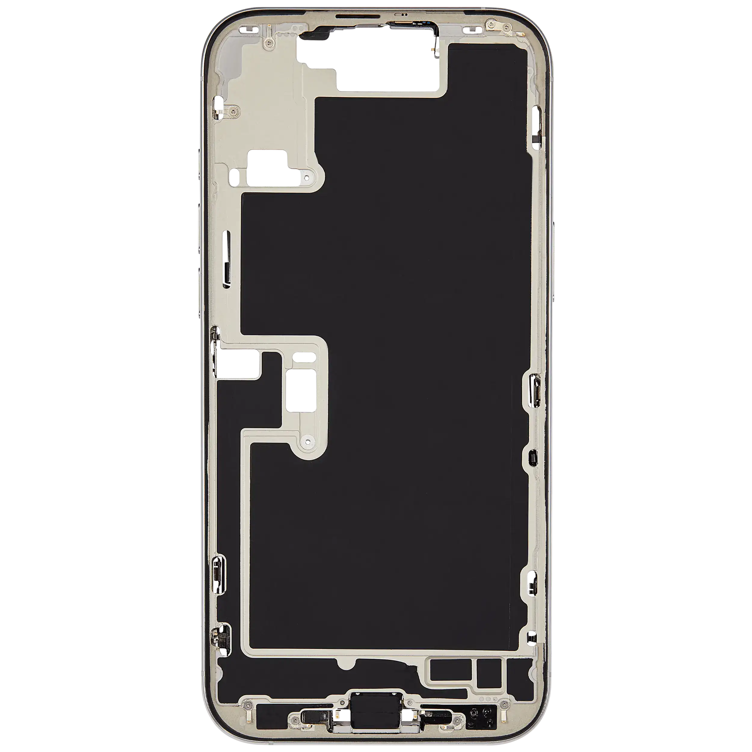 Mittelrahmen mit Ladebuchsen-Flex und Kleinteilen für iPhone 16 Pro Max (EU / globale Version) (ausgebautes Originalteil: Grade C) (White Titanium) – Bild 3