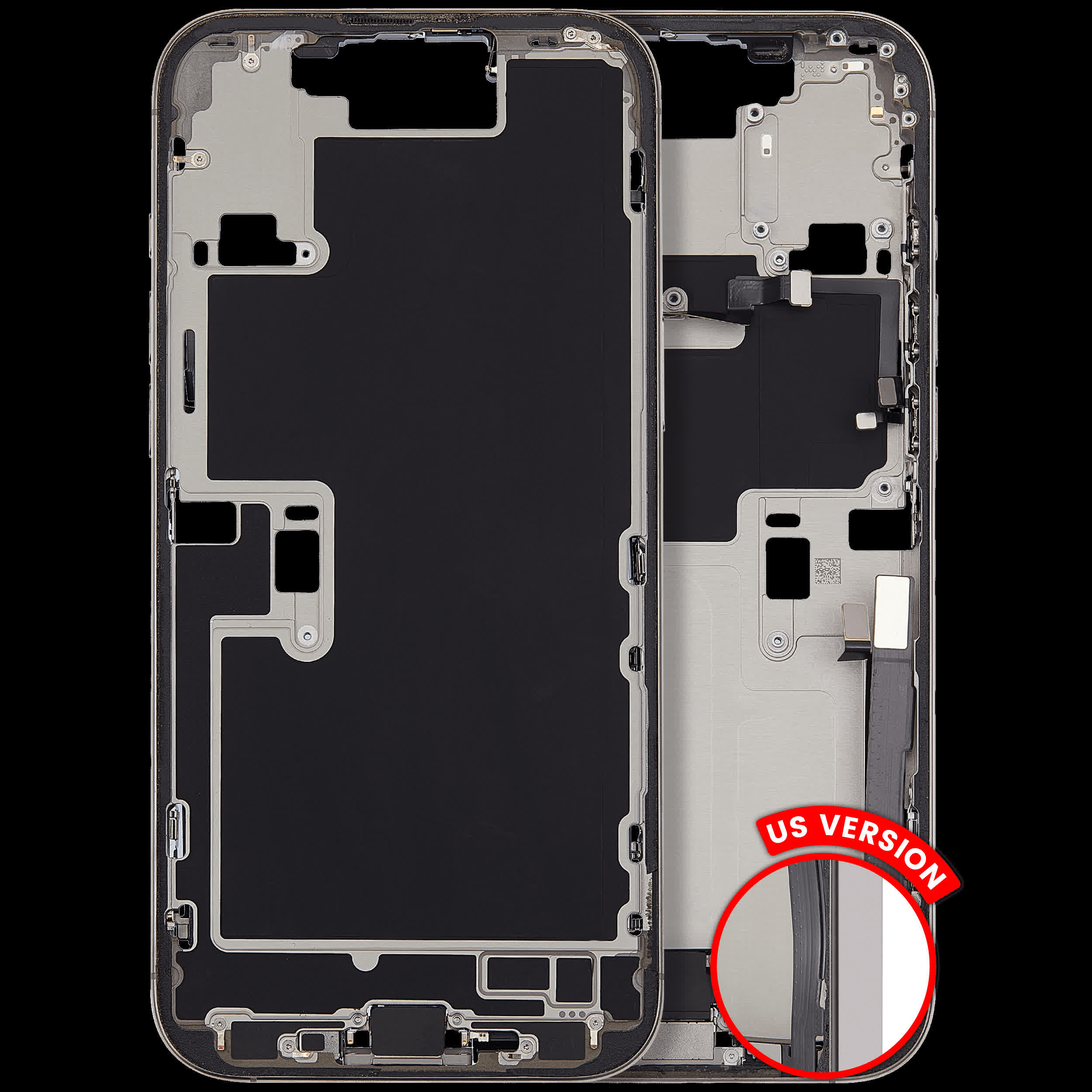 Mittelrahmen mit Ladebuchsen-Flex und Kleinteilen für iPhone 16 Pro Max (US-Version) (ausgebautes Originalteil: Grade C) (Natural Titanium)