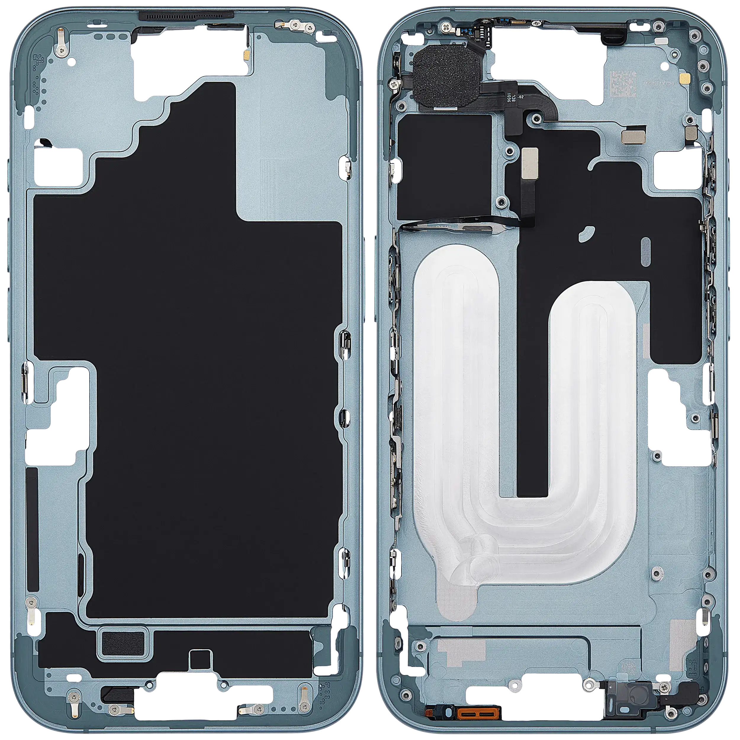 Mittelrahmen mit Power und Lautstärketaste für iPhone 16 (US-Version) (Aftermarket Plus) (Teal) – Bild 2