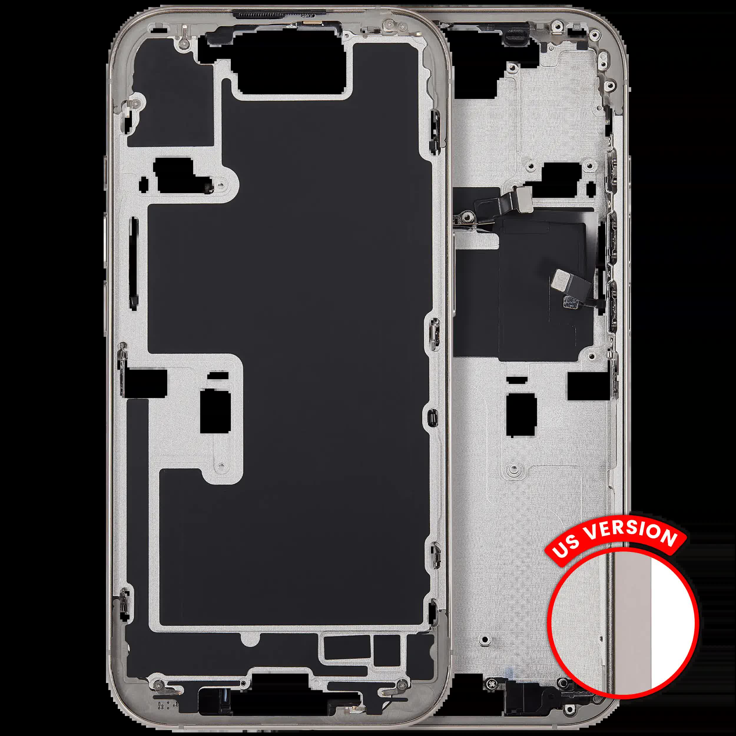 Mittelrahmen mit Power und Lautstärketaste für iPhone 16 Pro (US-Version) (Aftermarket Plus) (Natural Titanium)