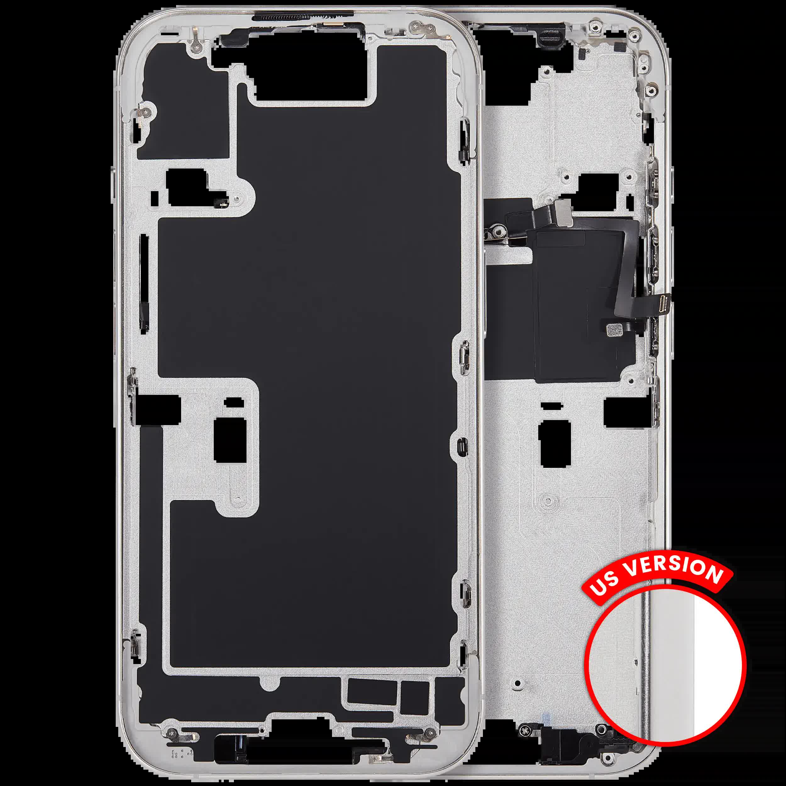 Mittelrahmen mit Power und Lautstärketaste für iPhone 16 Pro (US-Version) (Aftermarket Plus) (White Titanium)