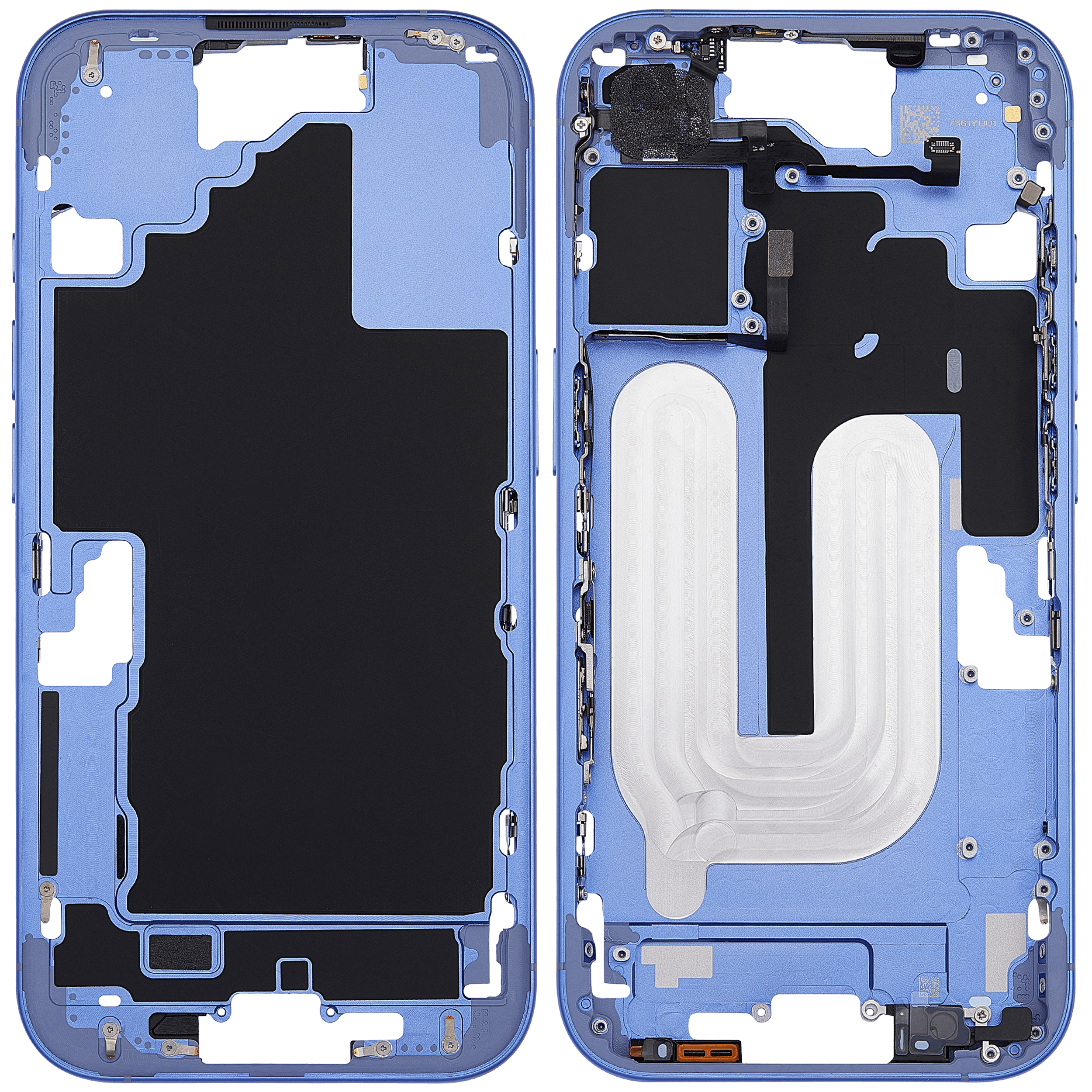 Mittelrahmen mit Power und Lautstärketaste für iPhone 16 (EU / globale Version) (Aftermarket Plus) (Ultramarine) – Bild 2