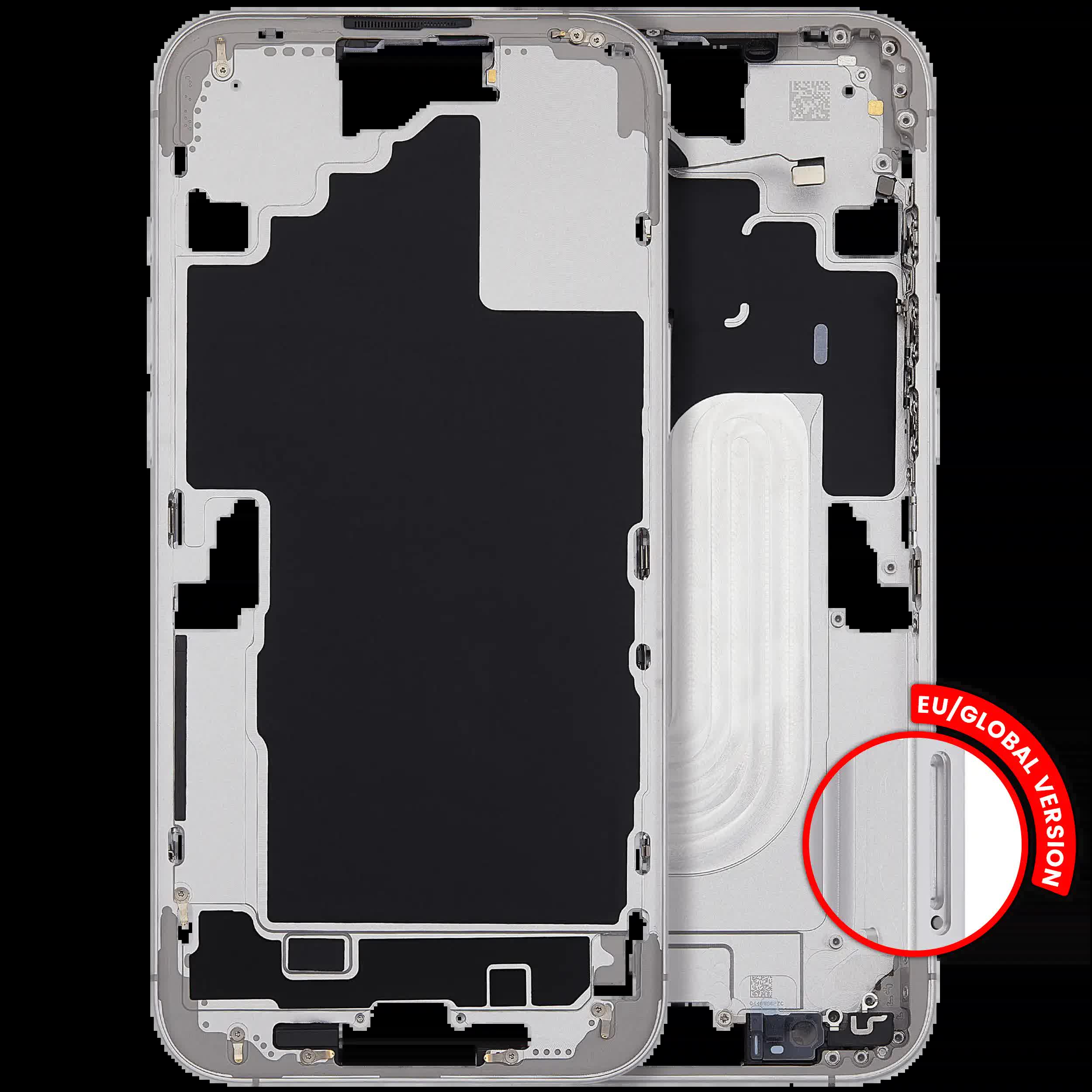 Mittelrahmen mit Power und Lautstärketaste für iPhone 16 Plus (EU / globale Version) (Aftermarket Plus) (White (Weiß))