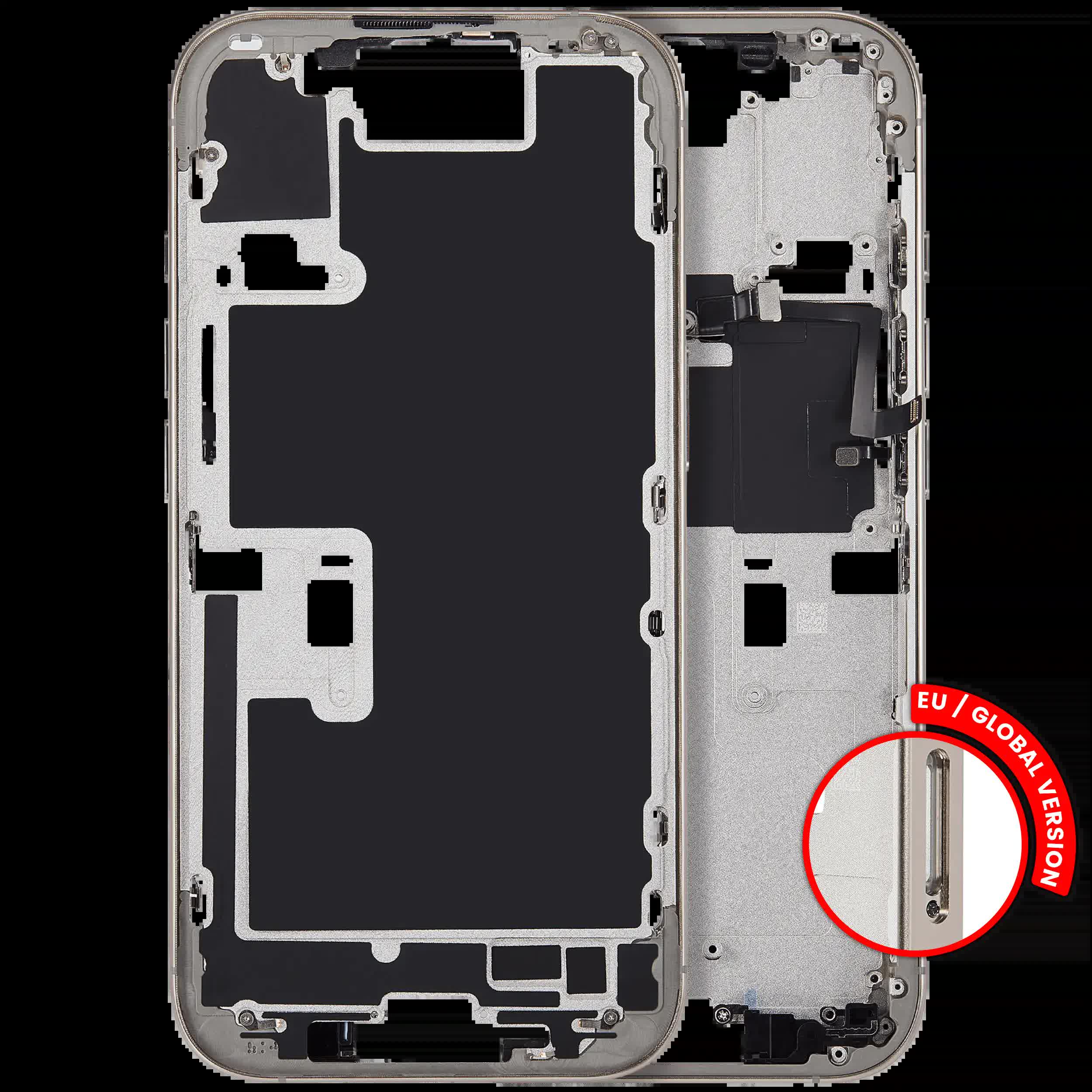 Mittelrahmen mit Power und Lautstärketaste für iPhone 16 Pro (EU / globale Version) (Aftermarket Plus) (Natural Titanium)