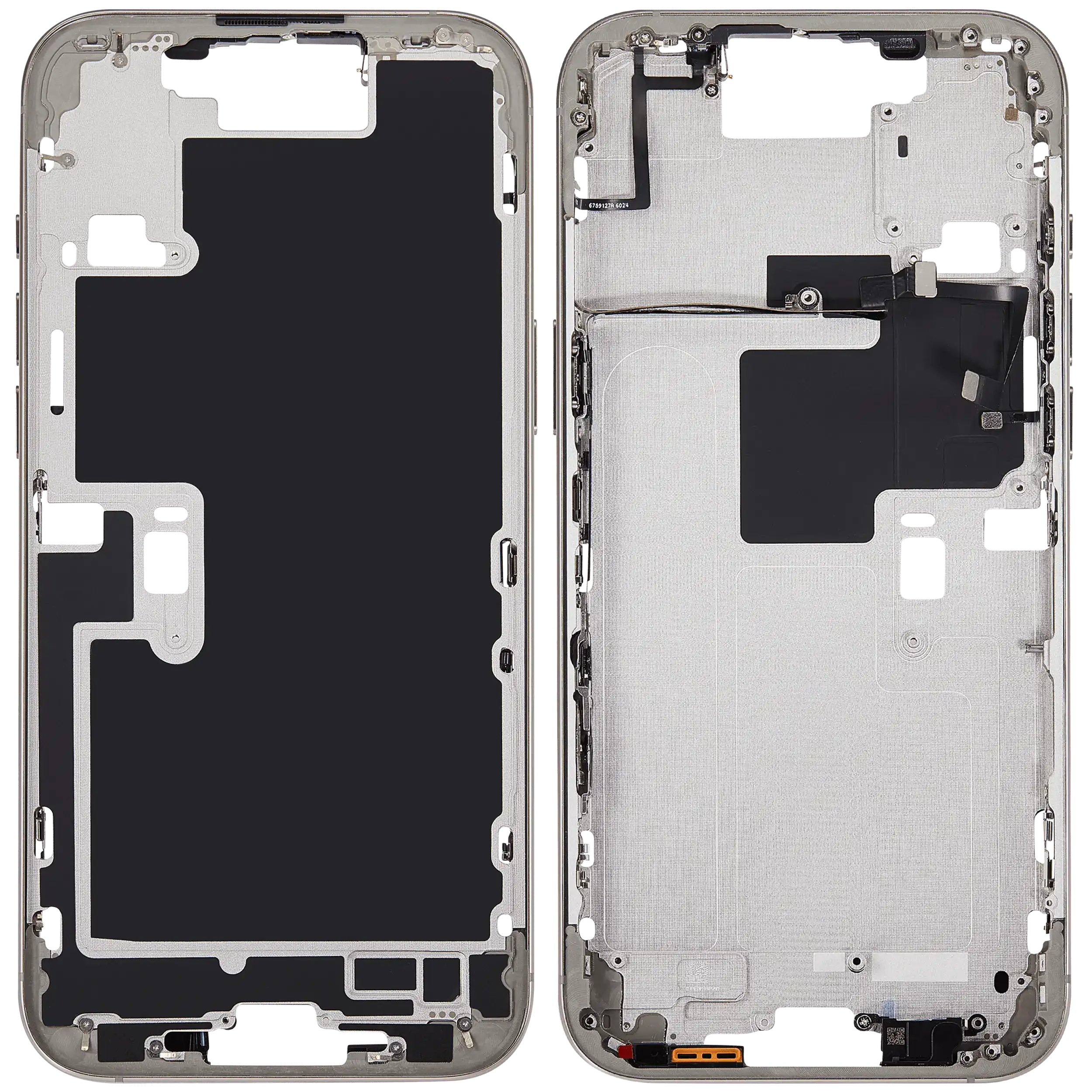Mittelrahmen mit Power und Lautstärketaste für iPhone 16 Pro Max (EU / globale Version) (Aftermarket Plus) (Natural Titanium) – Bild 2