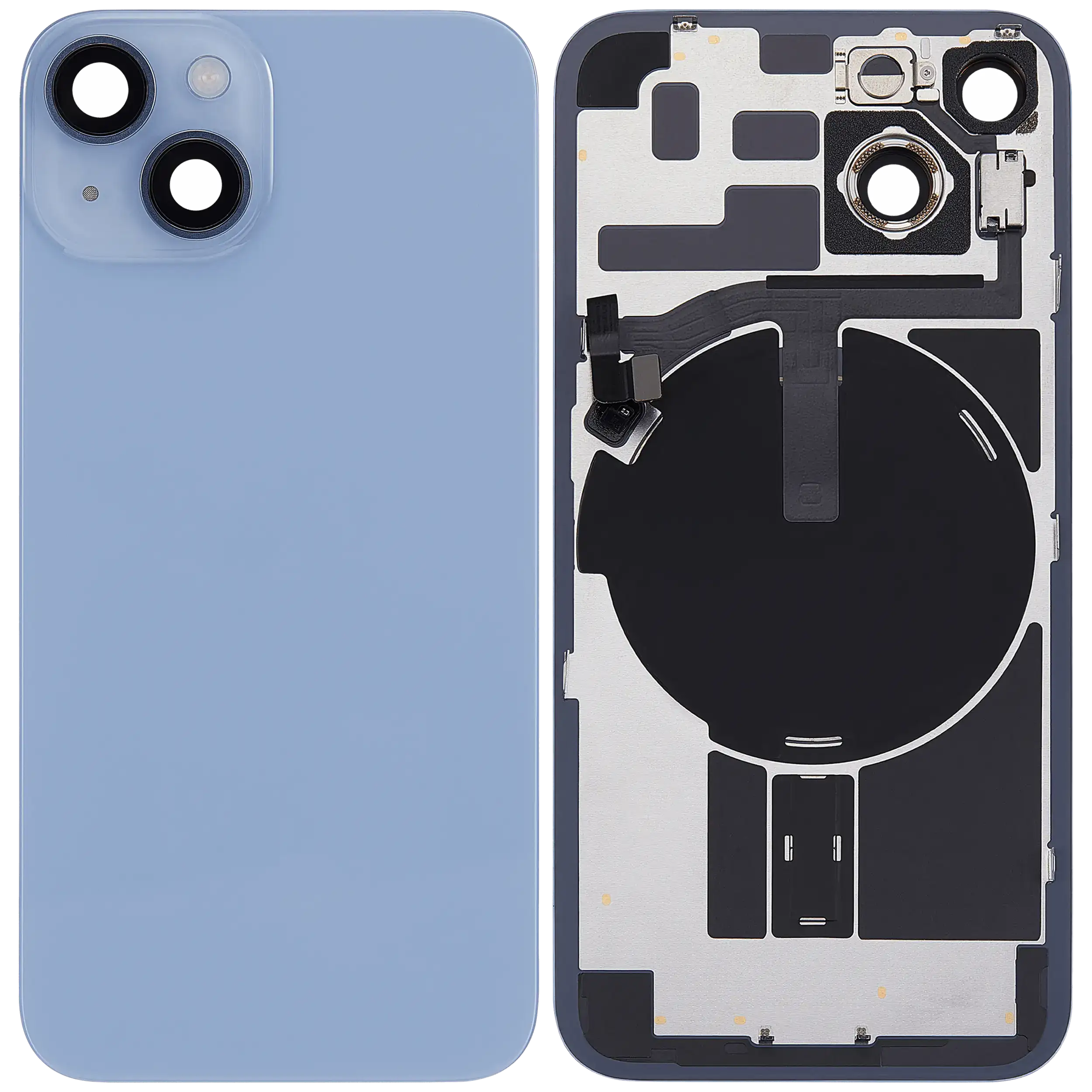Rückglas mit MagSafe Magnet & NFC & Taschenlampen-Flexkabel für iPhone 14 (ausgebautes Originalteil: Grade C) (Blue (Blau)) – Bild 2