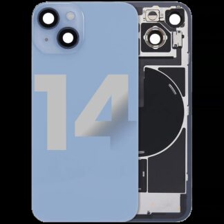 Rückglas mit MagSafe Magnet & NFC & Taschenlampen-Flexkabel für iPhone 14 (ausgebautes Originalteil: Grade C) (Blue (Blau))