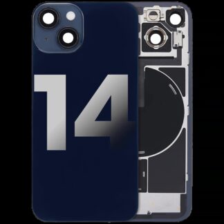 Rückglas mit MagSafe Magnet & NFC & Taschenlampen-Flexkabel für iPhone 14 (ausgebautes Originalteil: Grade C) (Midnight)