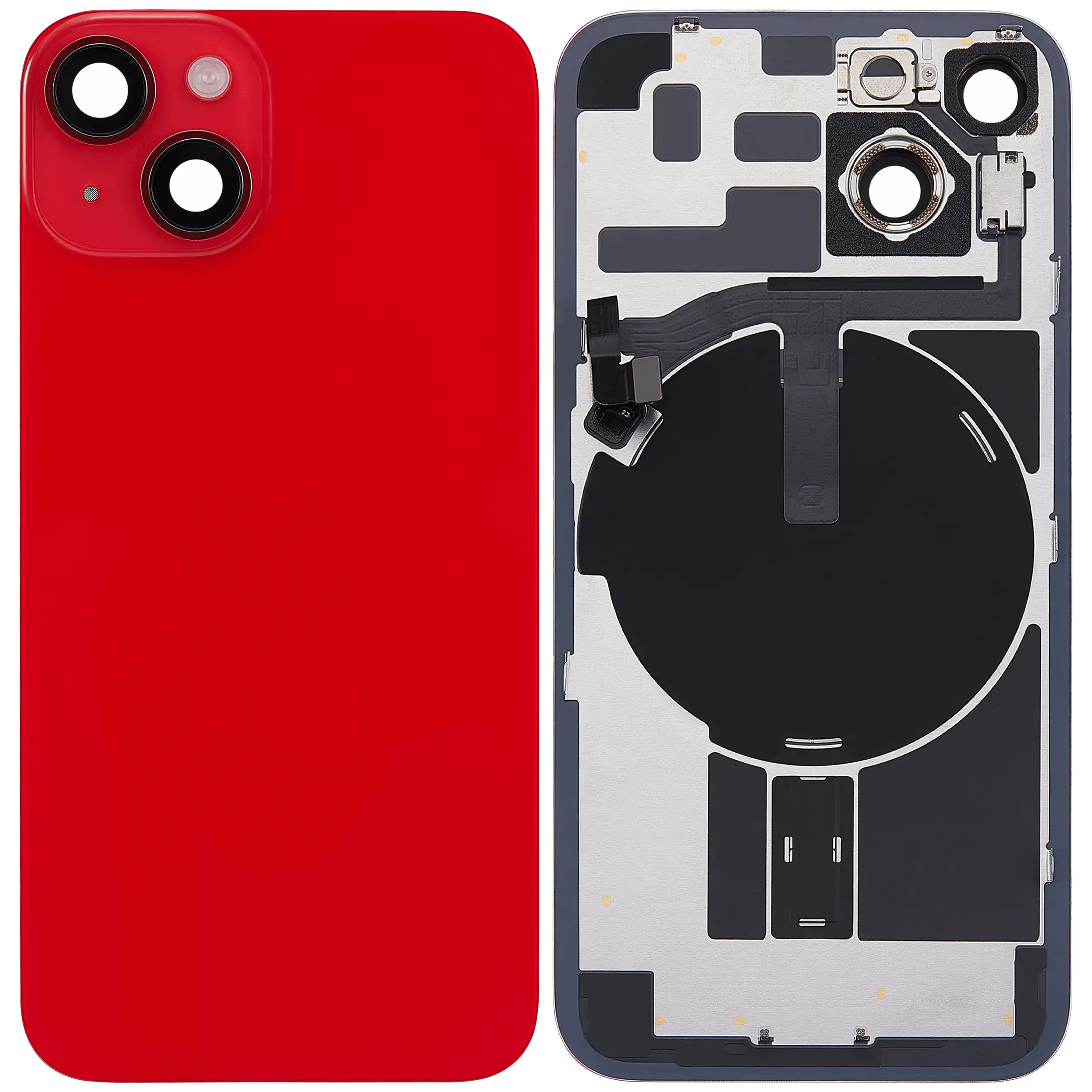 Rückglas mit MagSafe Magnet & NFC & Taschenlampen-Flexkabel für iPhone 14 (ausgebautes Originalteil: Grade C) (Red (Rot)) – Bild 2