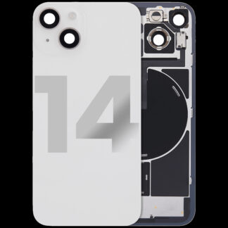 Rückglas mit MagSafe Magnet & NFC & Taschenlampen-Flexkabel für iPhone 14 (ausgebautes Originalteil: Grade C) (Starlight)