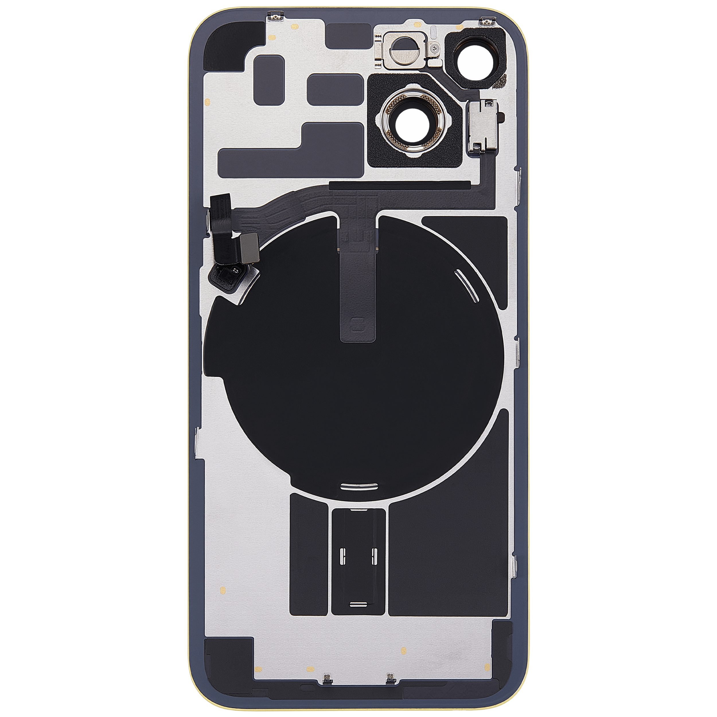 Rückglas mit MagSafe Magnet & NFC & Taschenlampen-Flexkabel für iPhone 14 (ausgebautes Originalteil: Grade C) (Yellow) – Bild 4