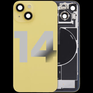 Rückglas mit MagSafe Magnet & NFC & Taschenlampen-Flexkabel für iPhone 14 (ausgebautes Originalteil: Grade C) (Yellow)
