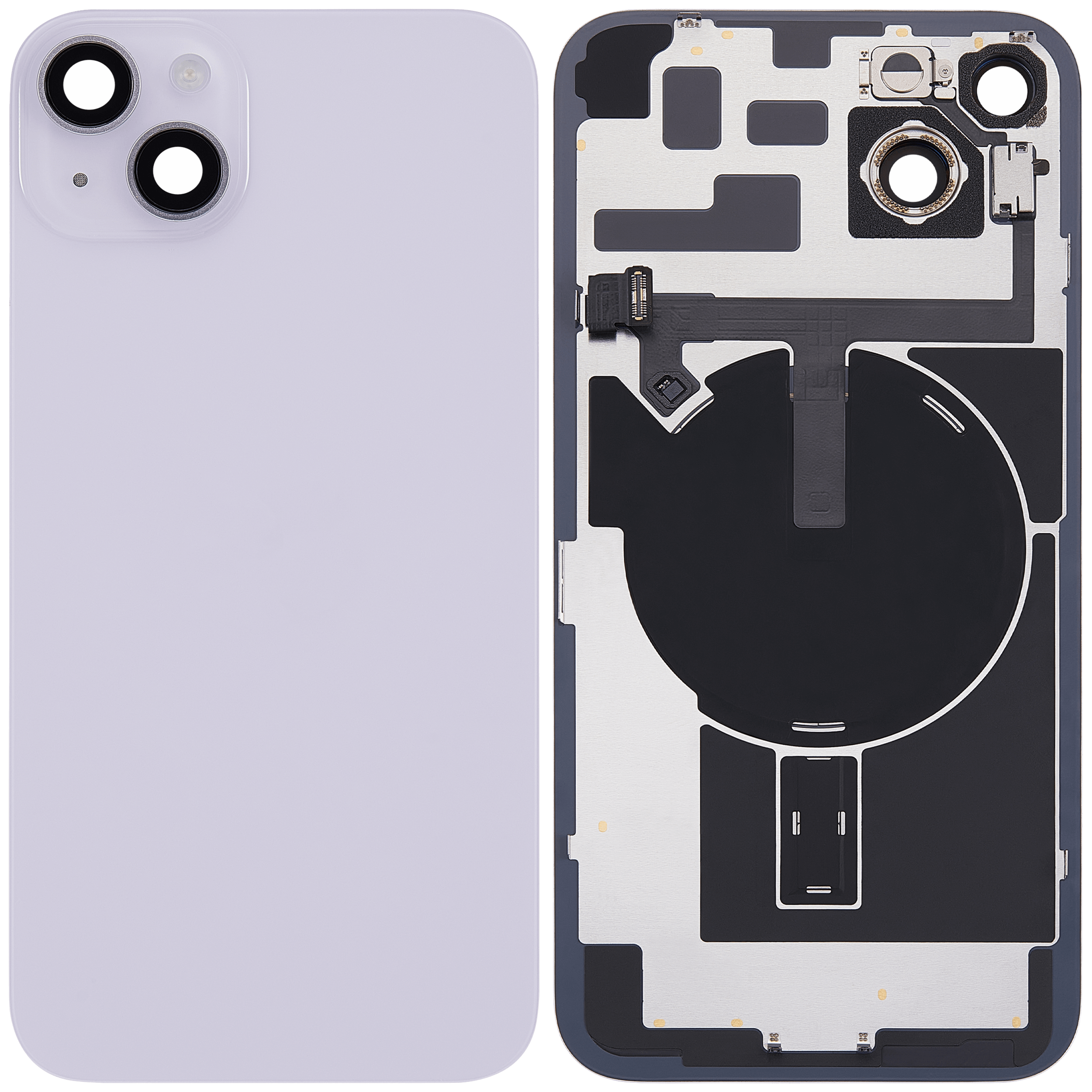 Rückglas mit MagSafe Magnet & NFC & Taschenlampen-Flexkabel für iPhone 14 Plus (ausgebautes Originalteil: Grade C) (Purple (Violett)) – Bild 2