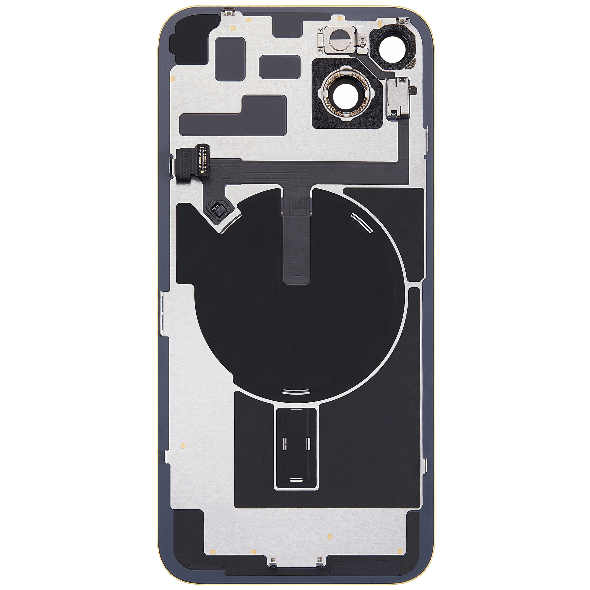 Rückglas mit MagSafe Magnet & NFC & Taschenlampen-Flexkabel für iPhone 14 Plus (ausgebautes Originalteil: Grade C) (Yellow) – Bild 4