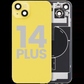 Rückglas mit MagSafe Magnet & NFC & Taschenlampen-Flexkabel für iPhone 14 Plus (ausgebautes Originalteil: Grade C) (Yellow)