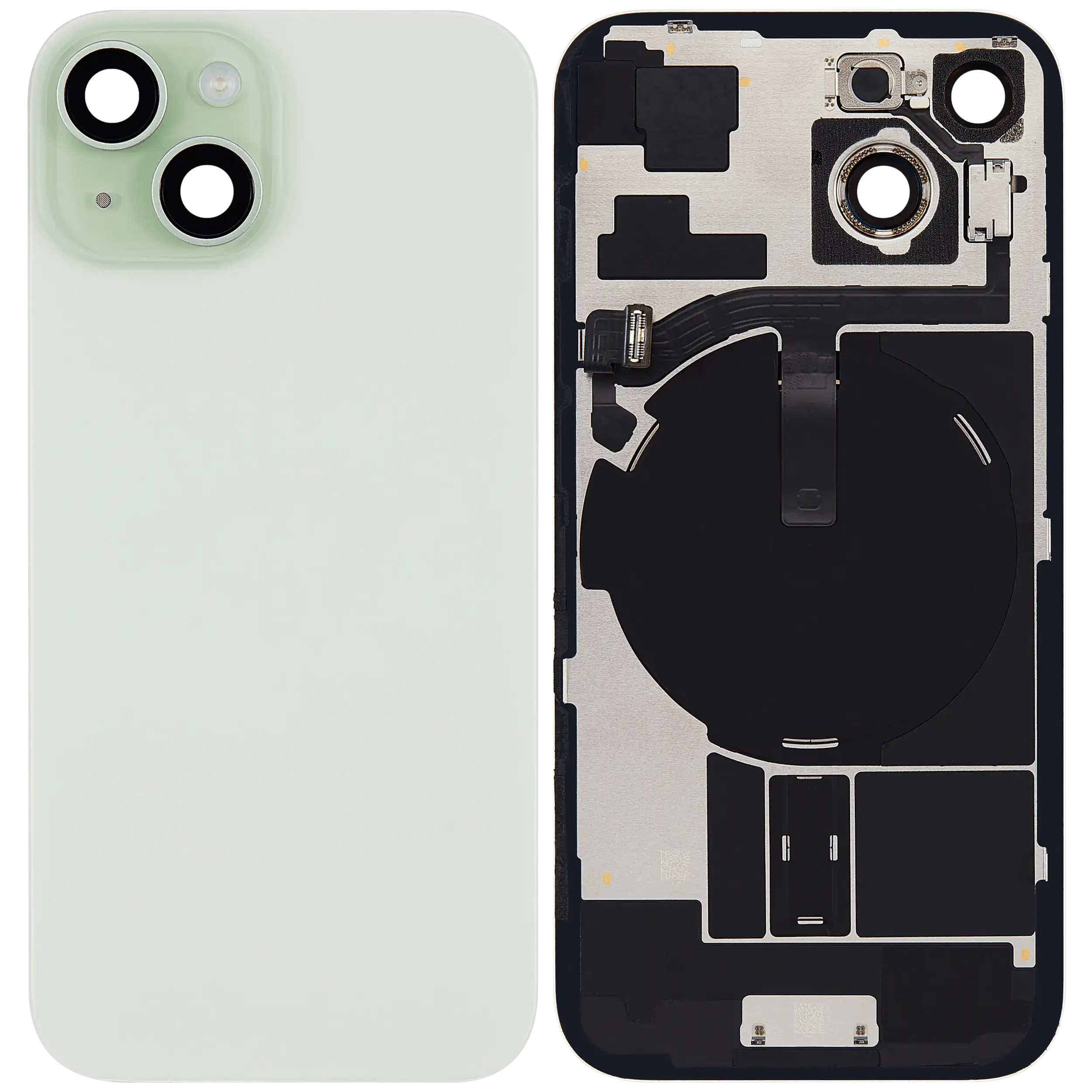 Rückglas mit MagSafe Magnet & NFC & Taschenlampen-Flexkabel für iPhone 15 (ausgebautes Originalteil: Grade C) (Green (Grün)) – Bild 2