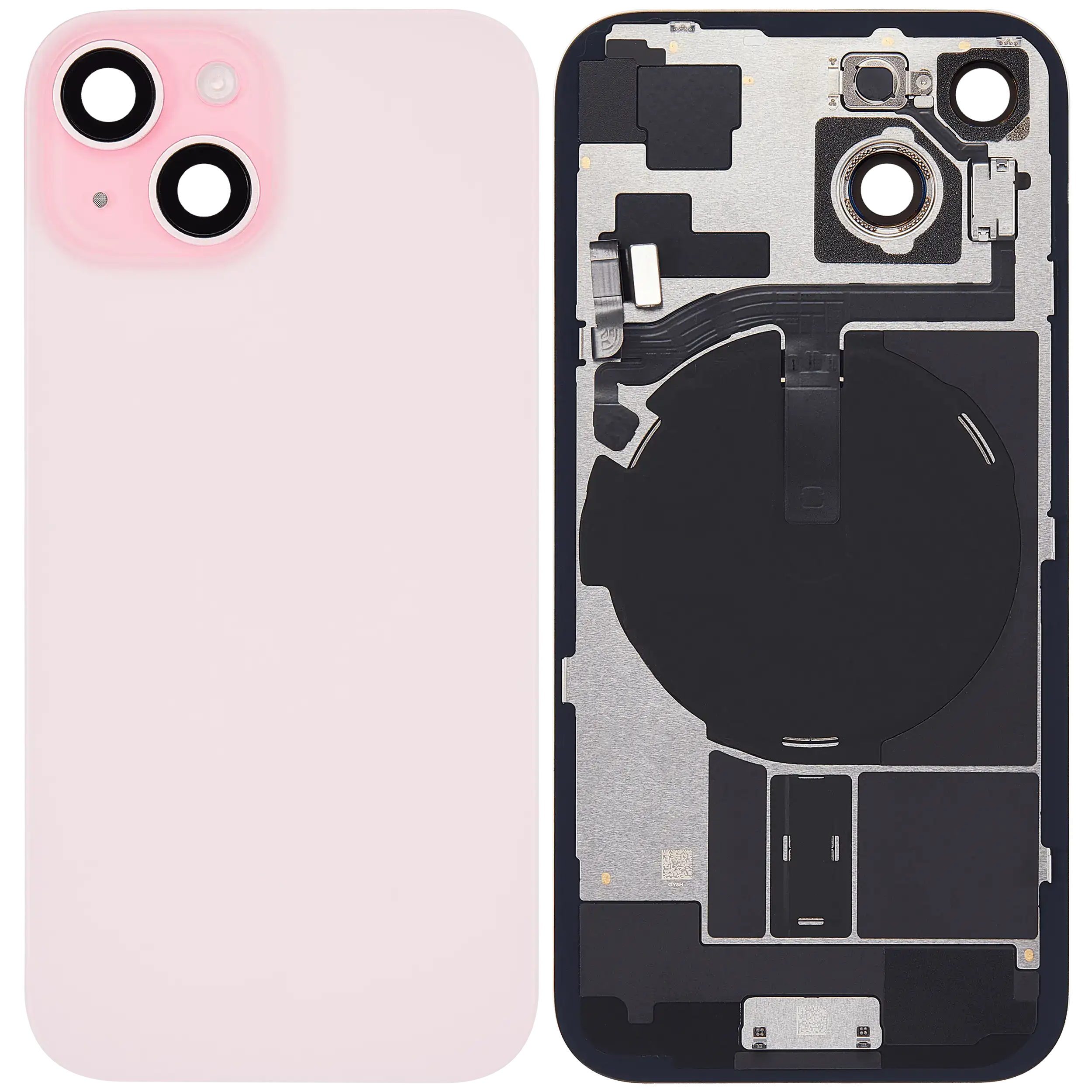 Rückglas mit MagSafe Magnet & NFC & Taschenlampen-Flexkabel für iPhone 15 (ausgebautes Originalteil: Grade C) (Pink (Rosa)) – Bild 2