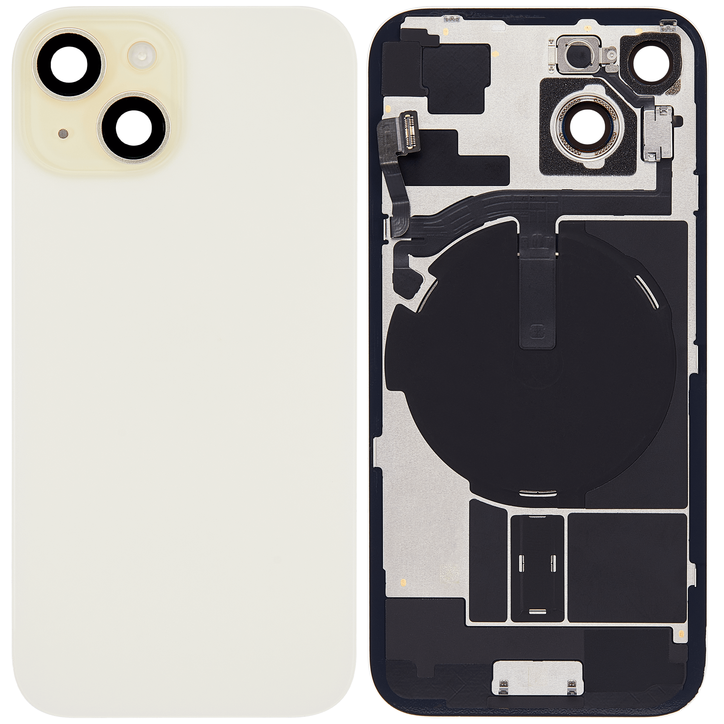 Rückglas mit MagSafe Magnet & NFC & Taschenlampen-Flexkabel für iPhone 15 (ausgebautes Originalteil: Grade C) (Yellow) – Bild 2