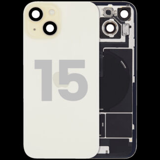 Rückglas mit MagSafe Magnet & NFC & Taschenlampen-Flexkabel für iPhone 15 (ausgebautes Originalteil: Grade C) (Yellow)